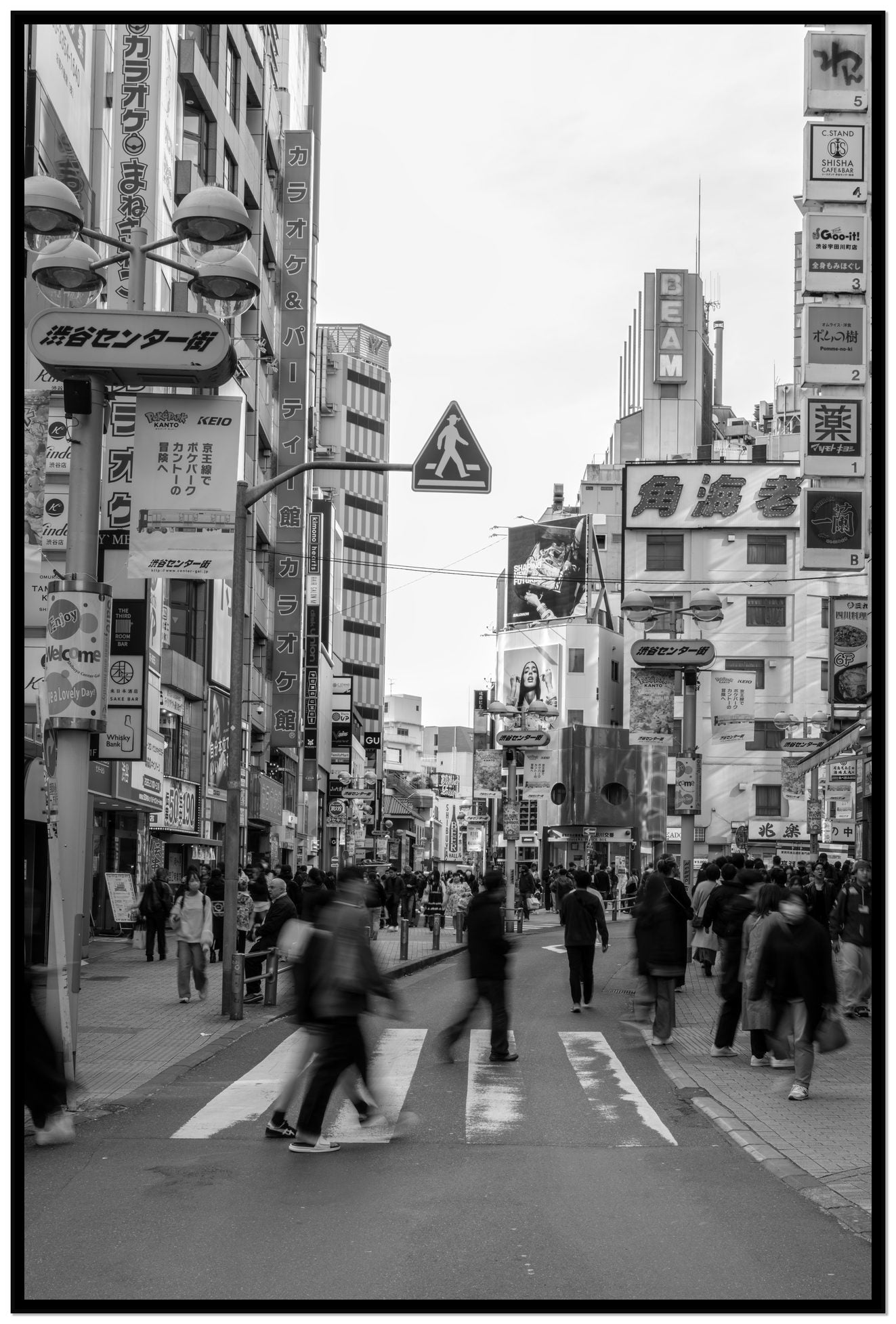 Framed photograph of Crossing Tokyo by Dylan Ozanich, Black frame, Full Bleed