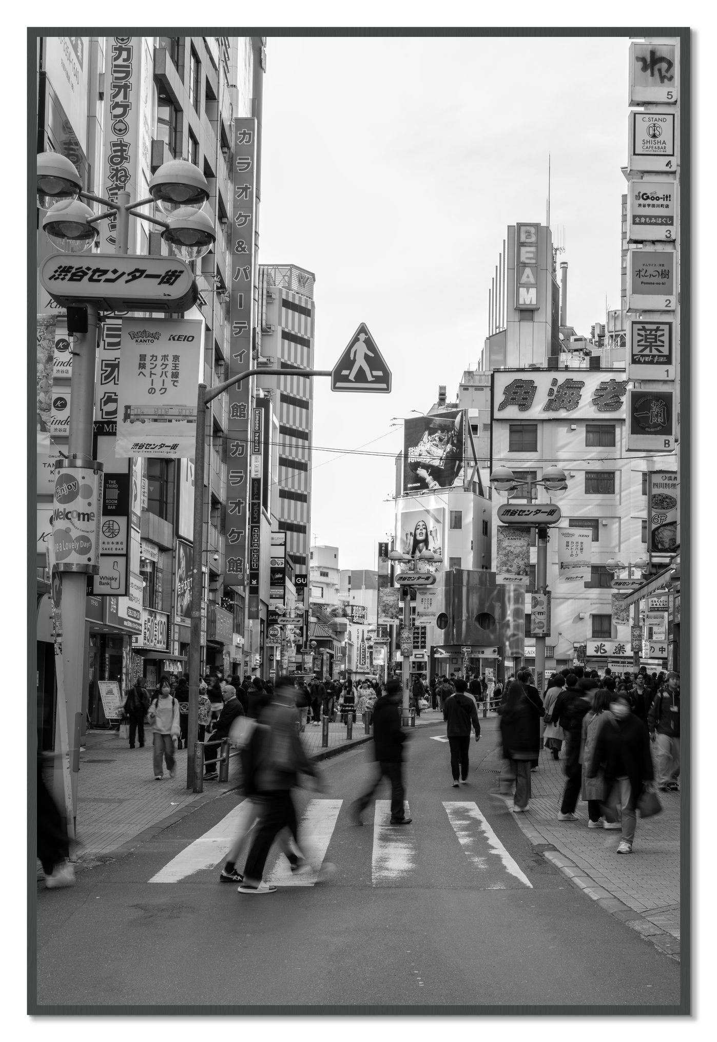 Framed photograph of Crossing Tokyo by Dylan Ozanich, Grey frame, Full Bleed