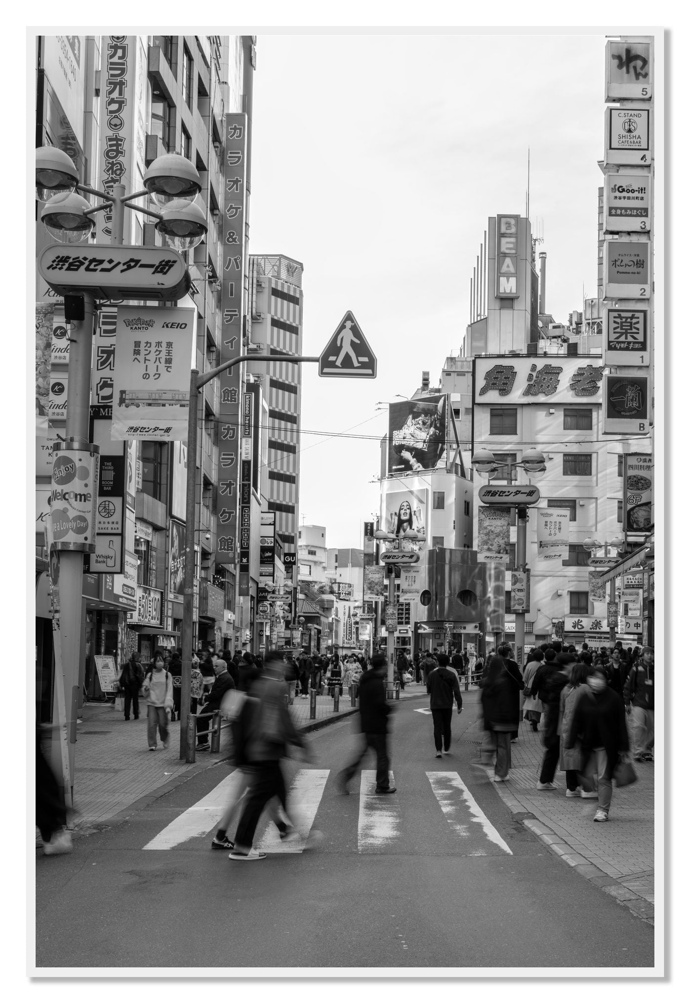 Framed photograph of Crossing Tokyo by Dylan Ozanich, White frame, Full Bleed
