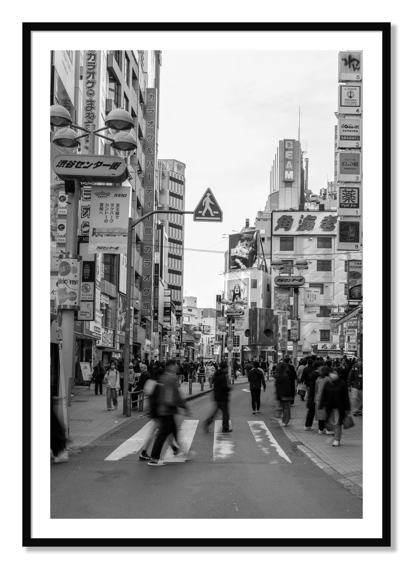 Framed photograph of Crossing Tokyo by Dylan Ozanich, Black frame, Borders