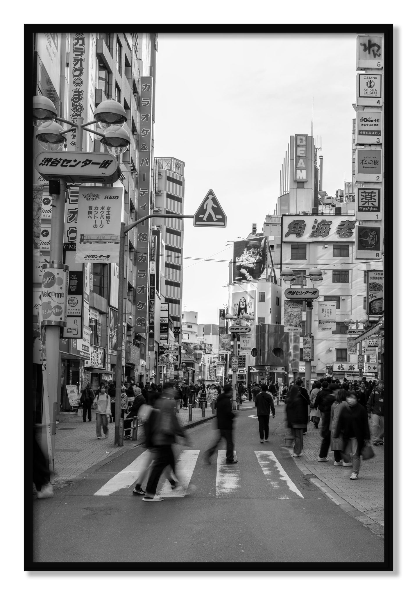 Framed photograph of Crossing Tokyo by Dylan Ozanich, Black frame, Full Bleed