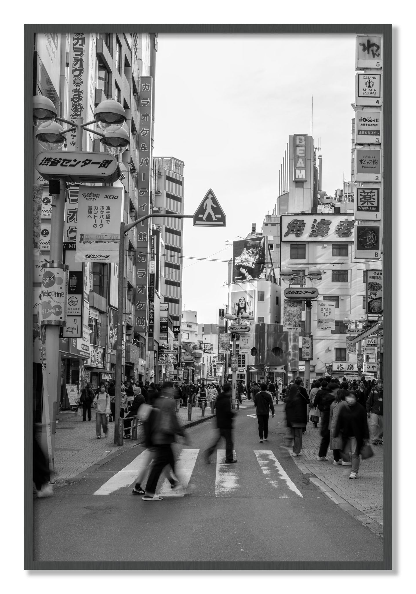 Framed photograph of Crossing Tokyo by Dylan Ozanich, Grey frame, Full Bleed