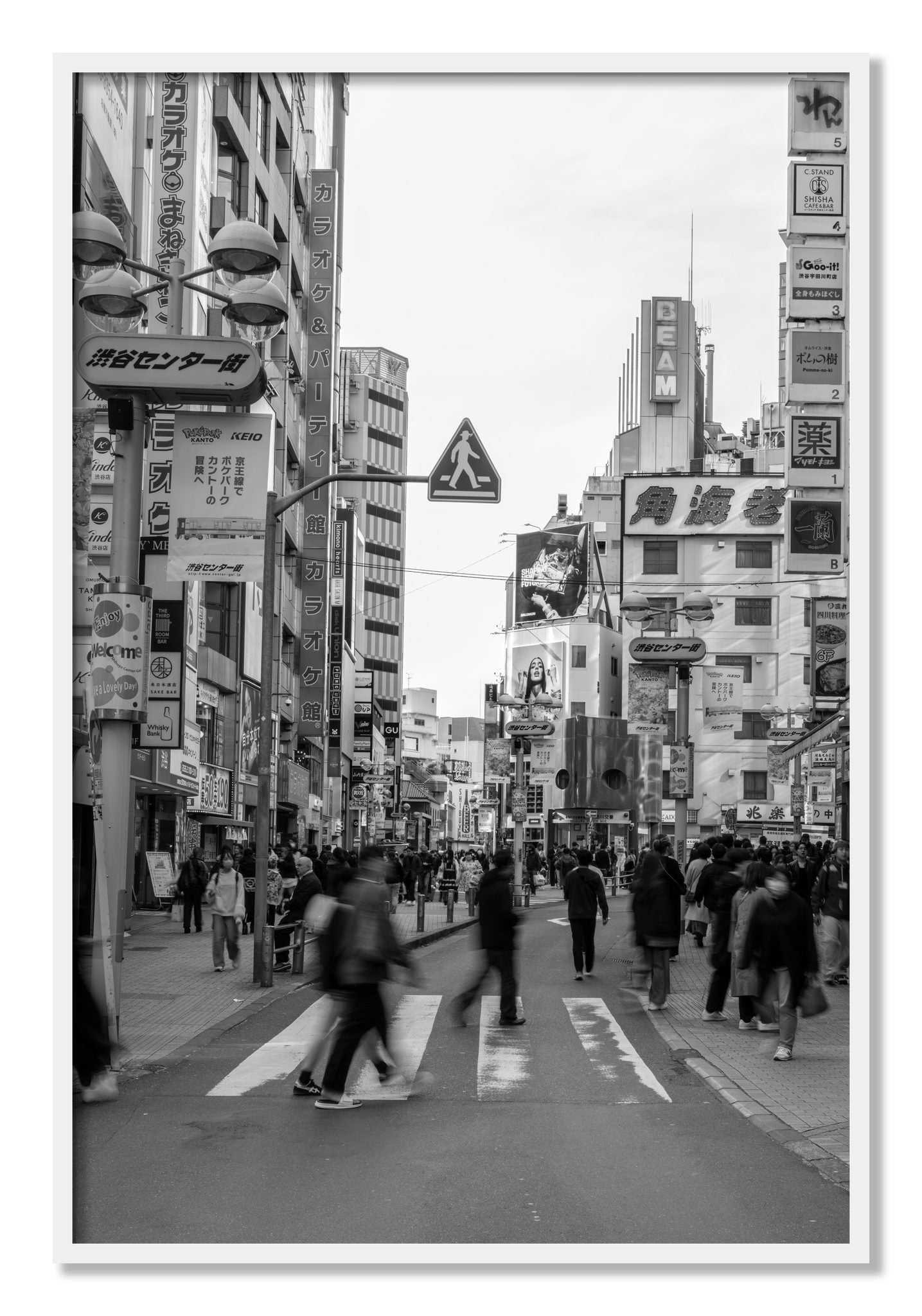 Framed photograph of Crossing Tokyo by Dylan Ozanich, White frame, Full Bleed