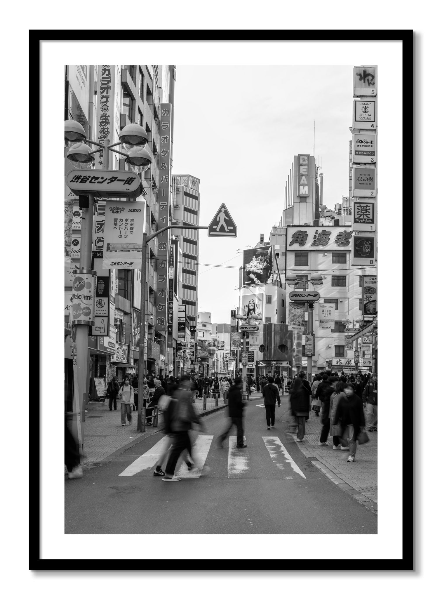 Framed photograph of Crossing Tokyo by Dylan Ozanich, Black frame, Borders