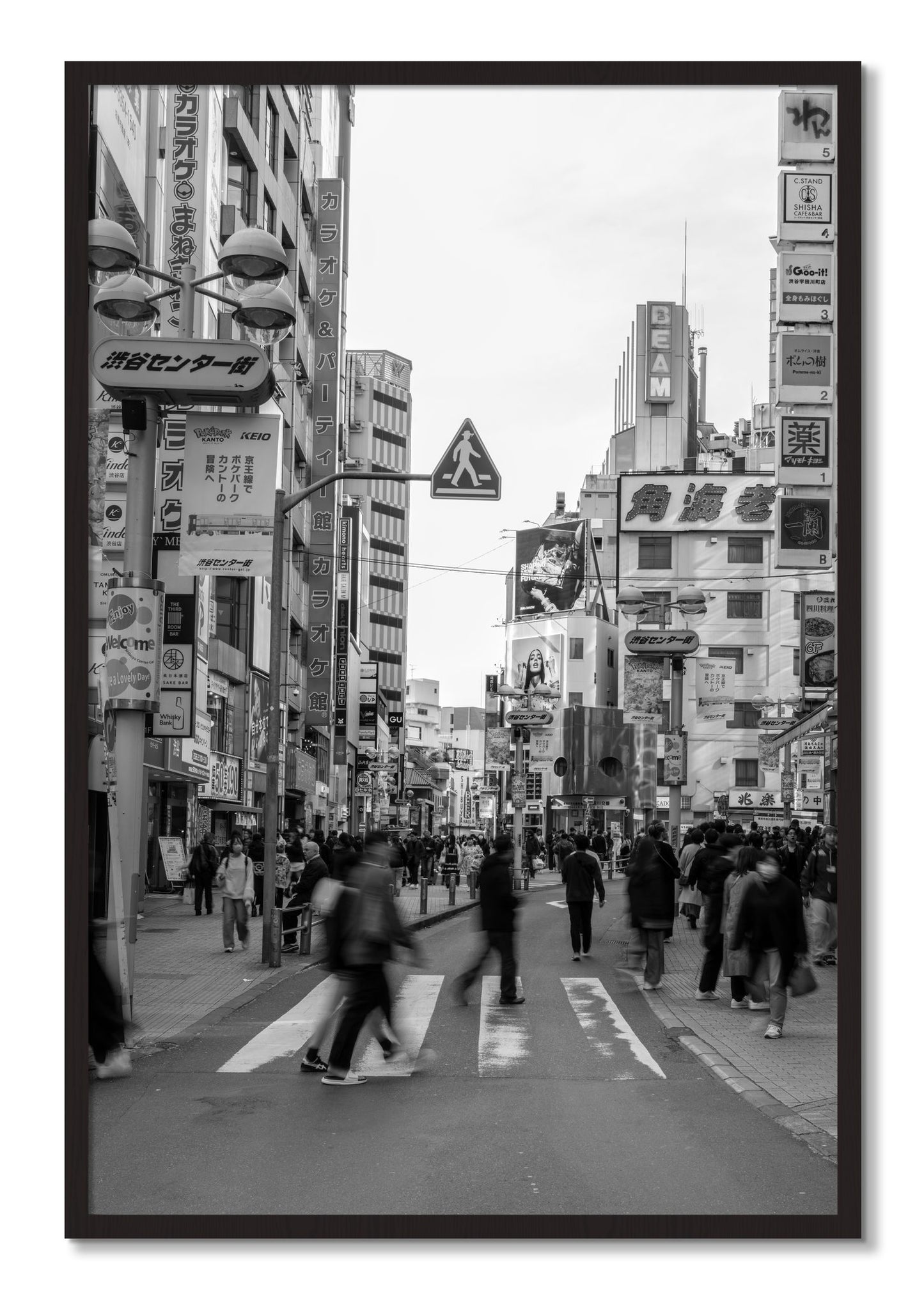 Framed photograph of Crossing Tokyo by Dylan Ozanich, Black Walnut frame, Full Bleed