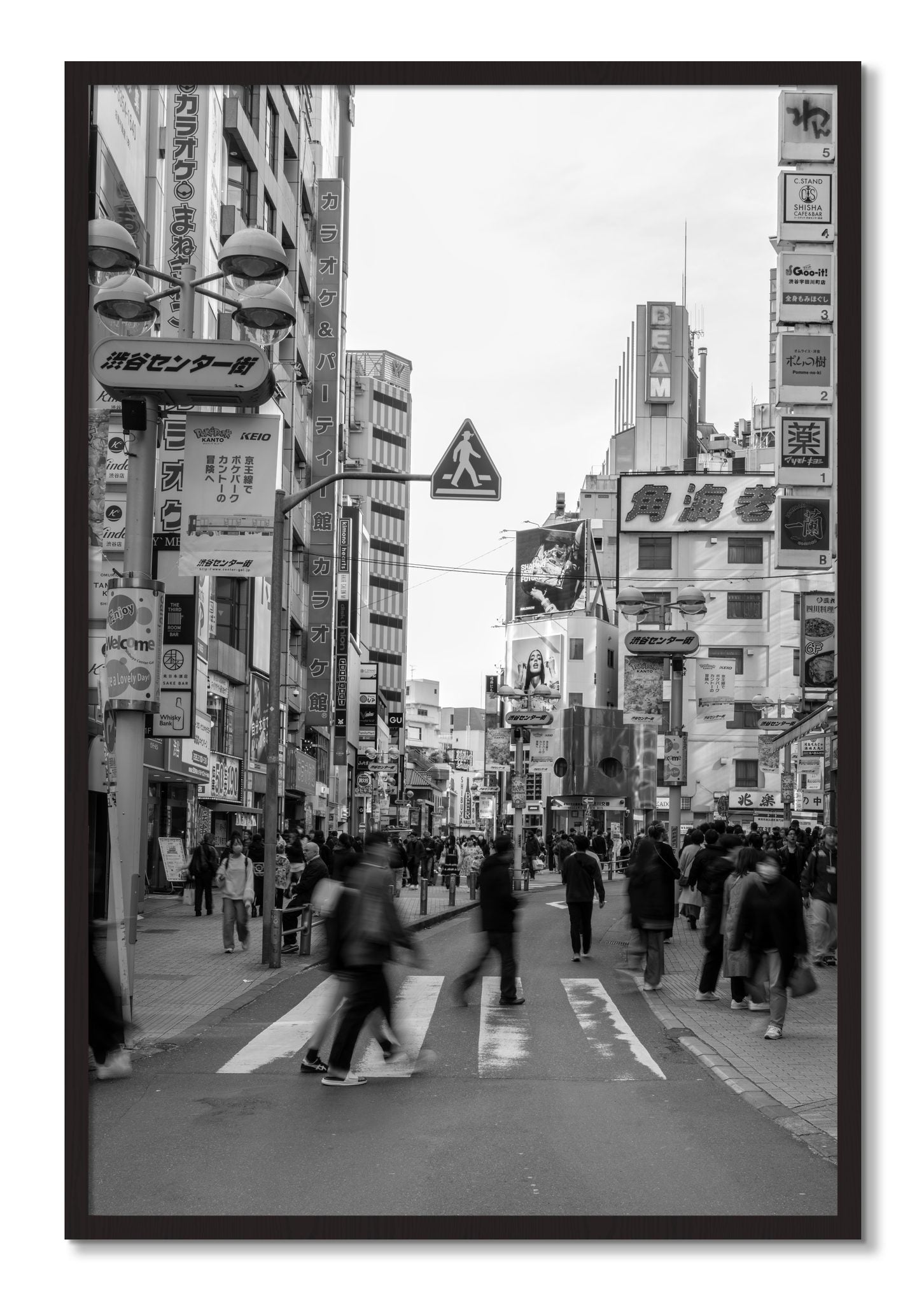 Framed photograph of Crossing Tokyo by Dylan Ozanich, Black Walnut frame, Full Bleed