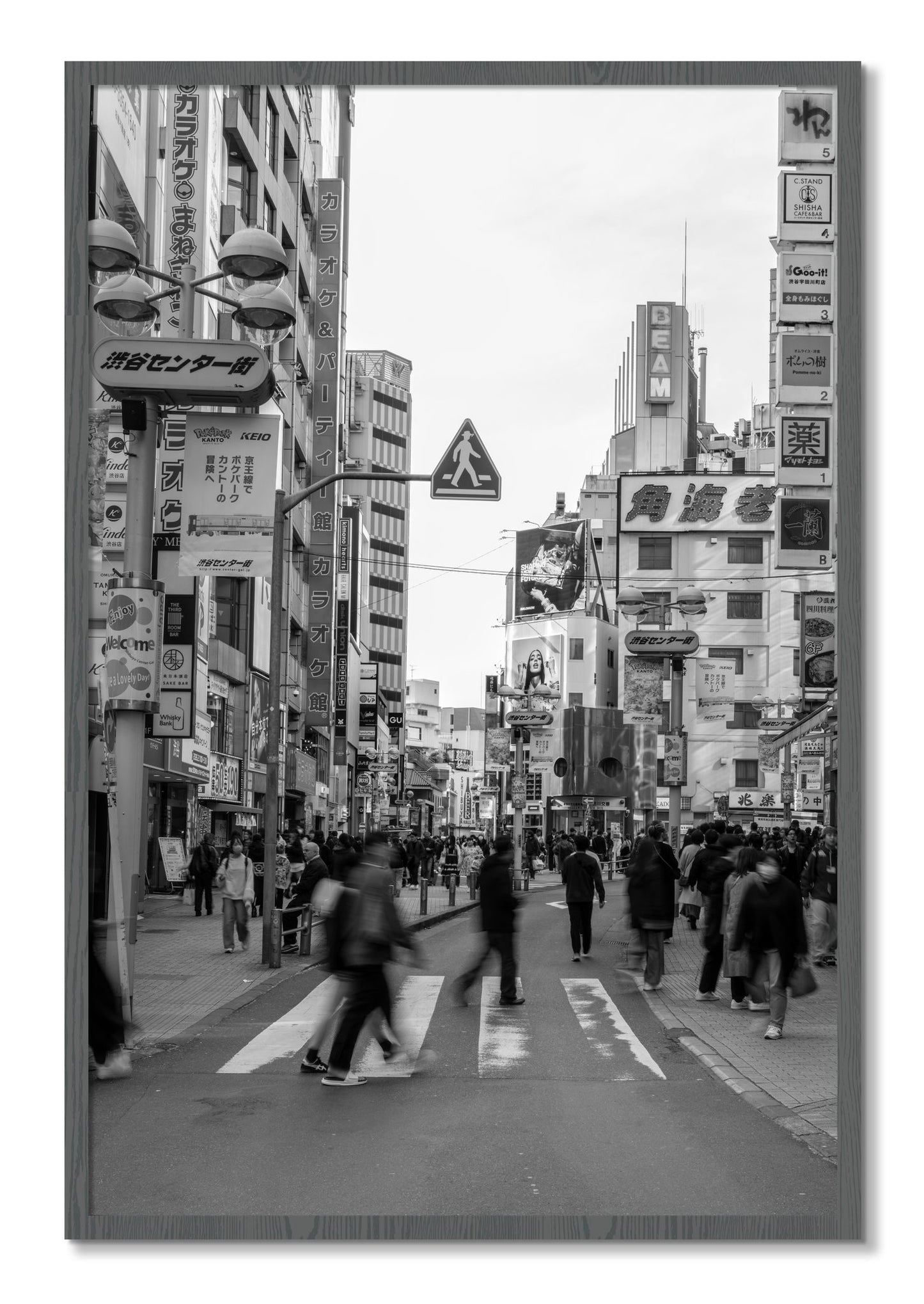 Framed photograph of Crossing Tokyo by Dylan Ozanich, Grey frame, Full Bleed