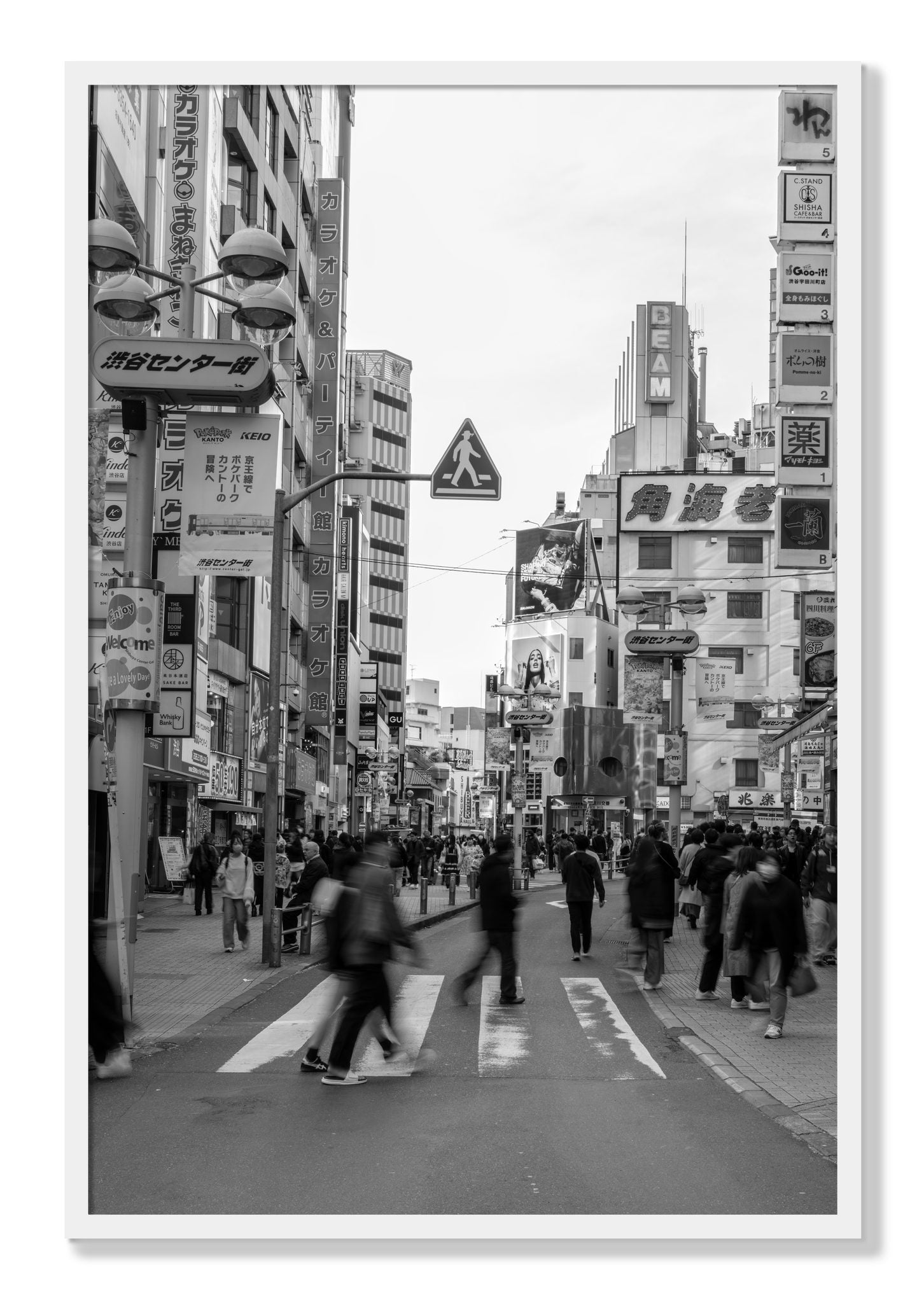 Framed photograph of Crossing Tokyo by Dylan Ozanich, White frame, Full Bleed