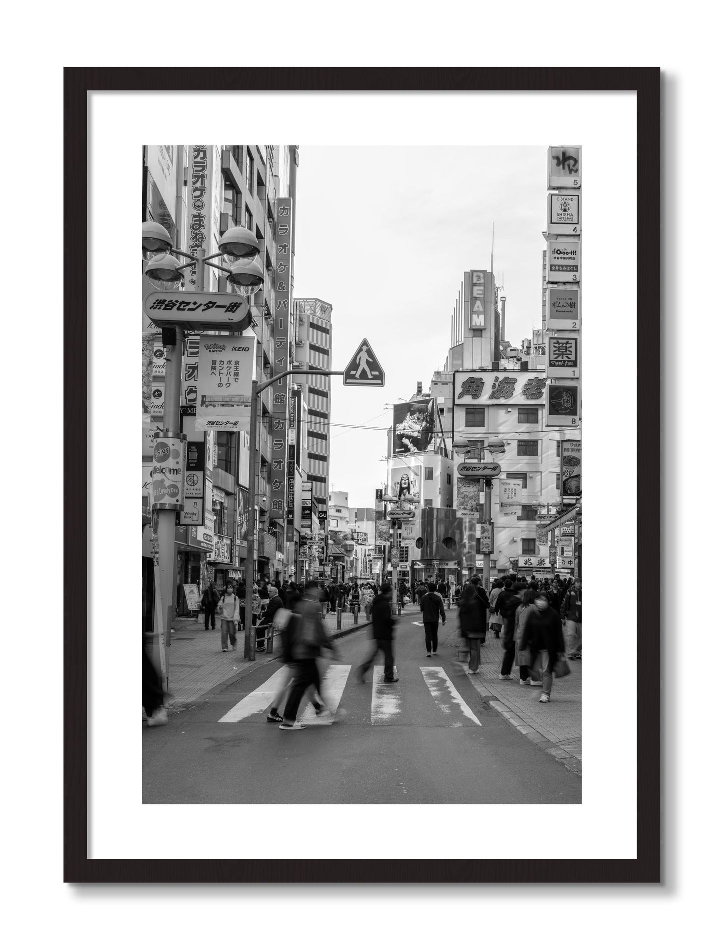 Framed photograph of Crossing Tokyo by Dylan Ozanich, Black frame, Borders