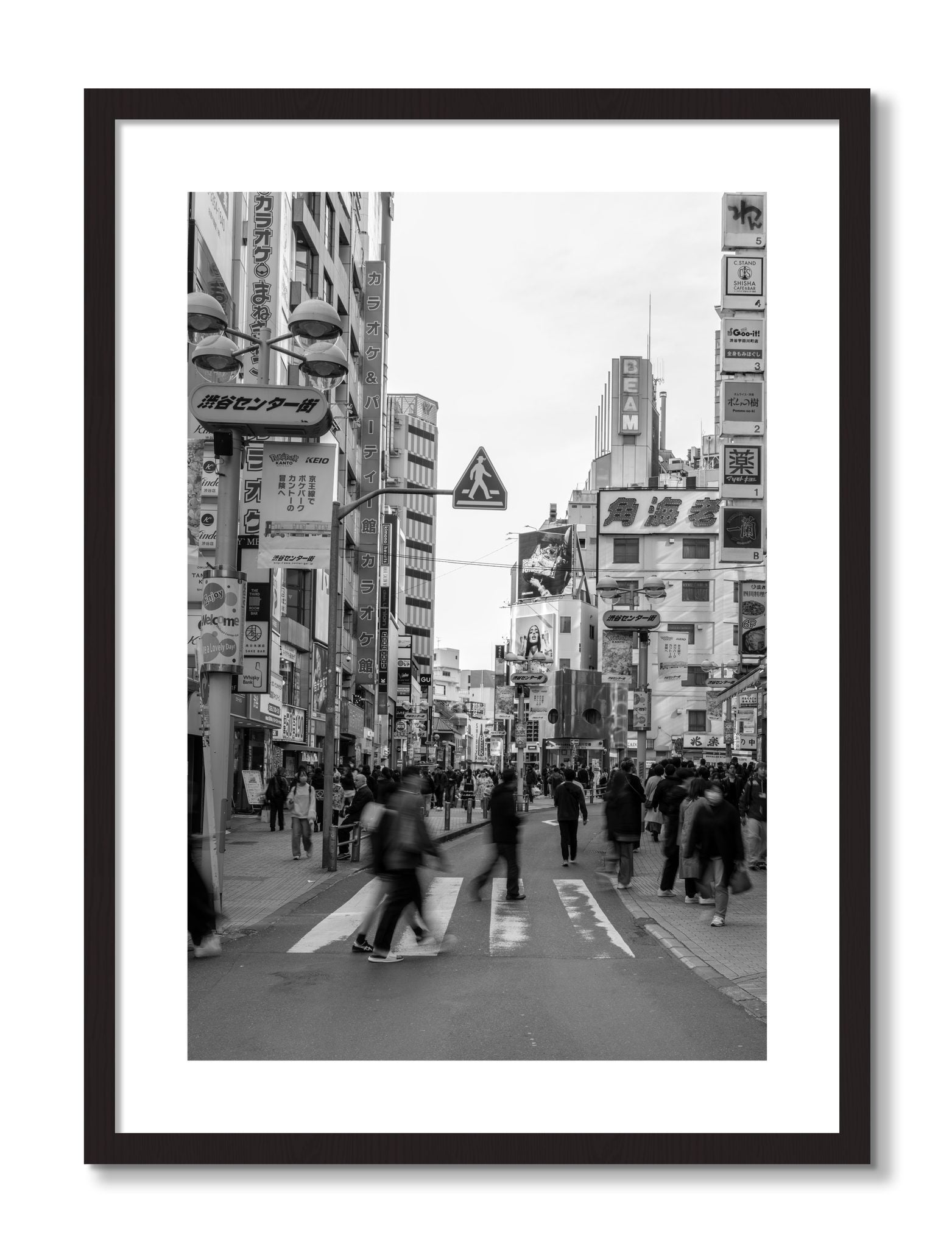 Framed photograph of Crossing Tokyo by Dylan Ozanich, Black frame, Borders