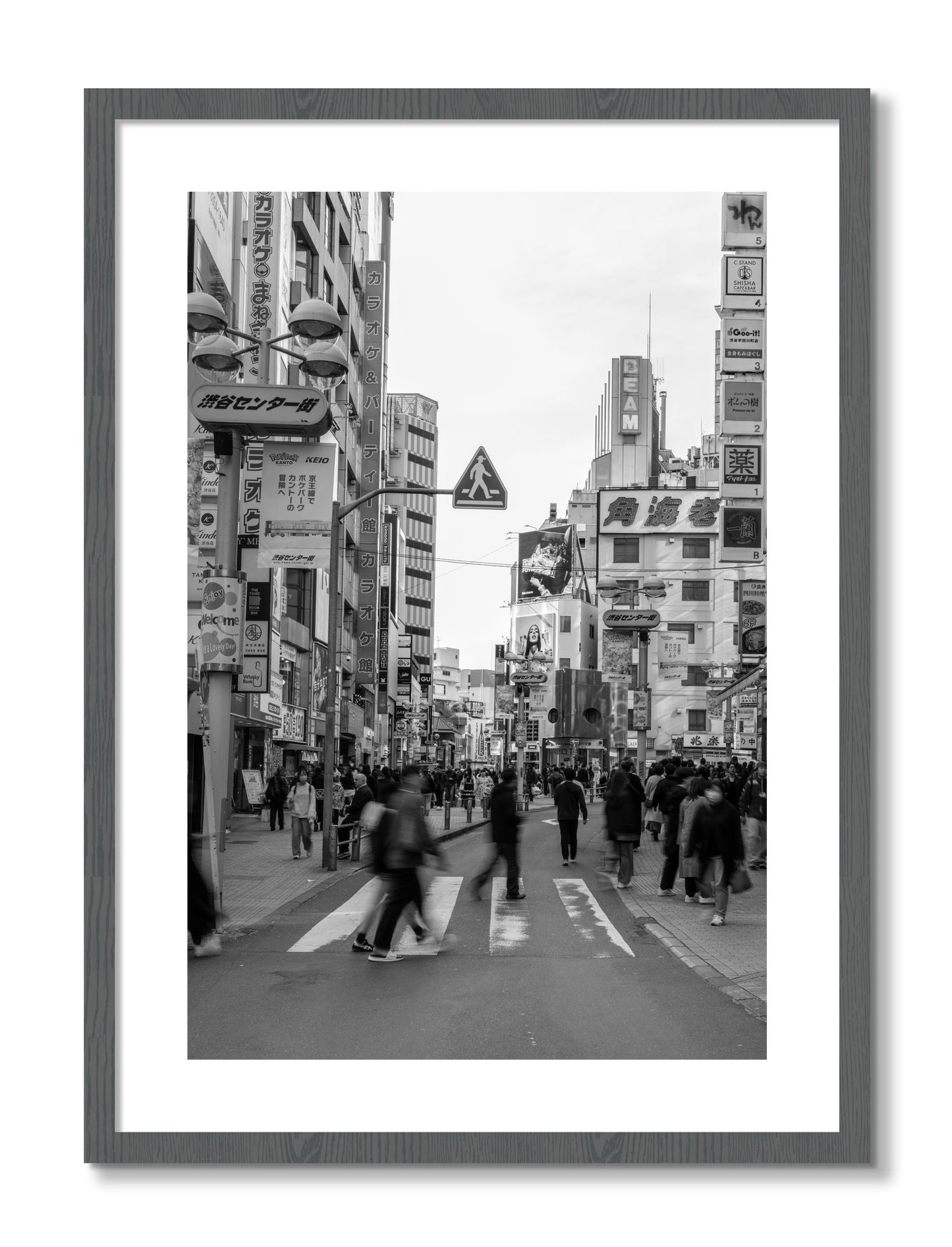 Framed photograph of Crossing Tokyo by Dylan Ozanich, Grey frame, Borders