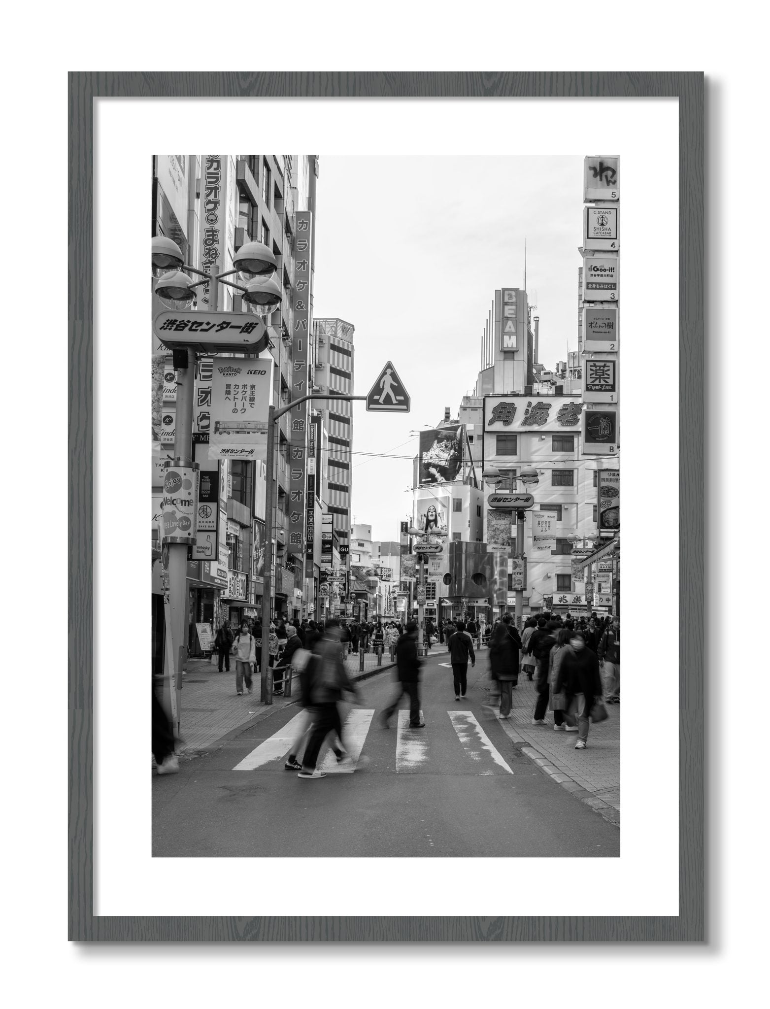Framed photograph of Crossing Tokyo by Dylan Ozanich, Grey frame, Borders