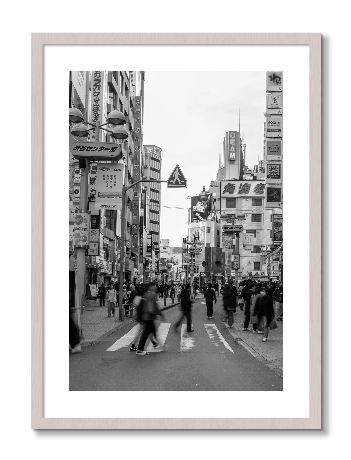 Framed photograph of Crossing Tokyo by Dylan Ozanich, White Maple frame, Borders