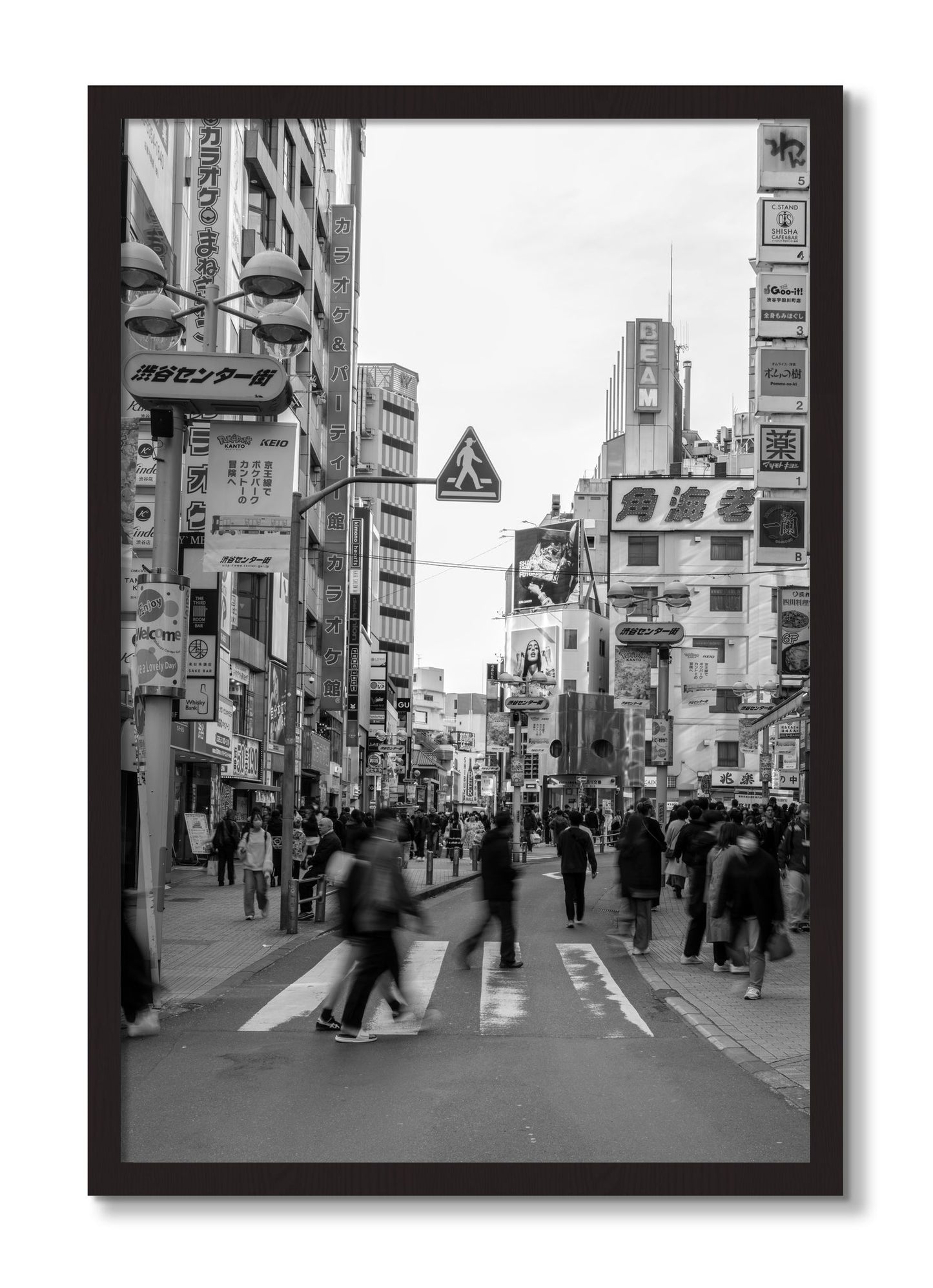 Framed photograph of Crossing Tokyo by Dylan Ozanich, Black Walnut frame, Full Bleed