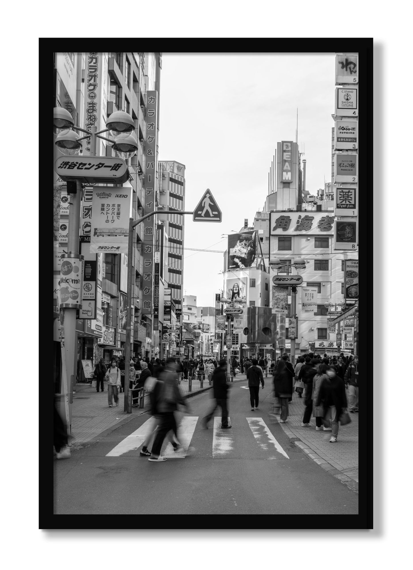 Framed photograph of Crossing Tokyo by Dylan Ozanich, Black frame, Full Bleed