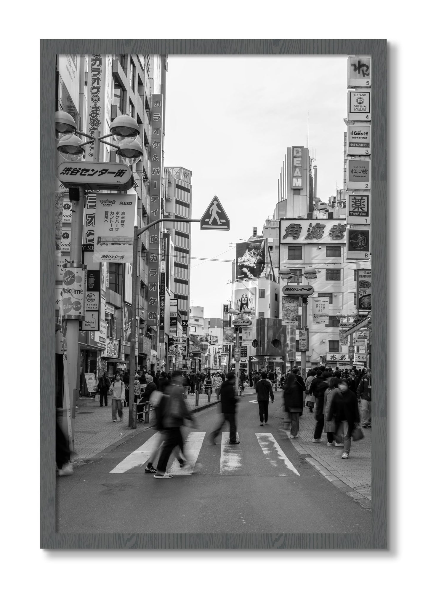 Framed photograph of Crossing Tokyo by Dylan Ozanich, Grey frame, Full Bleed