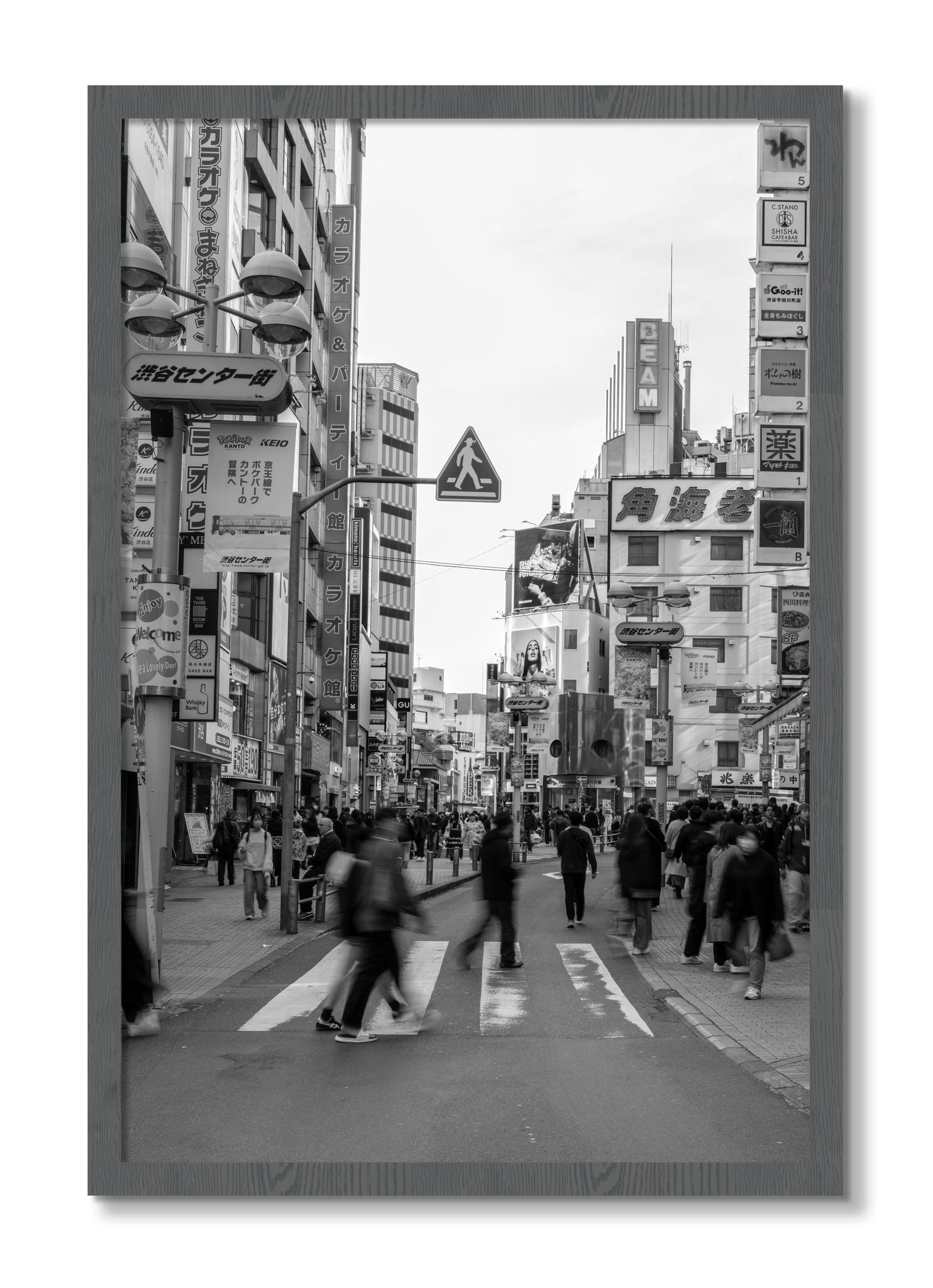 Framed photograph of Crossing Tokyo by Dylan Ozanich, Grey frame, Full Bleed