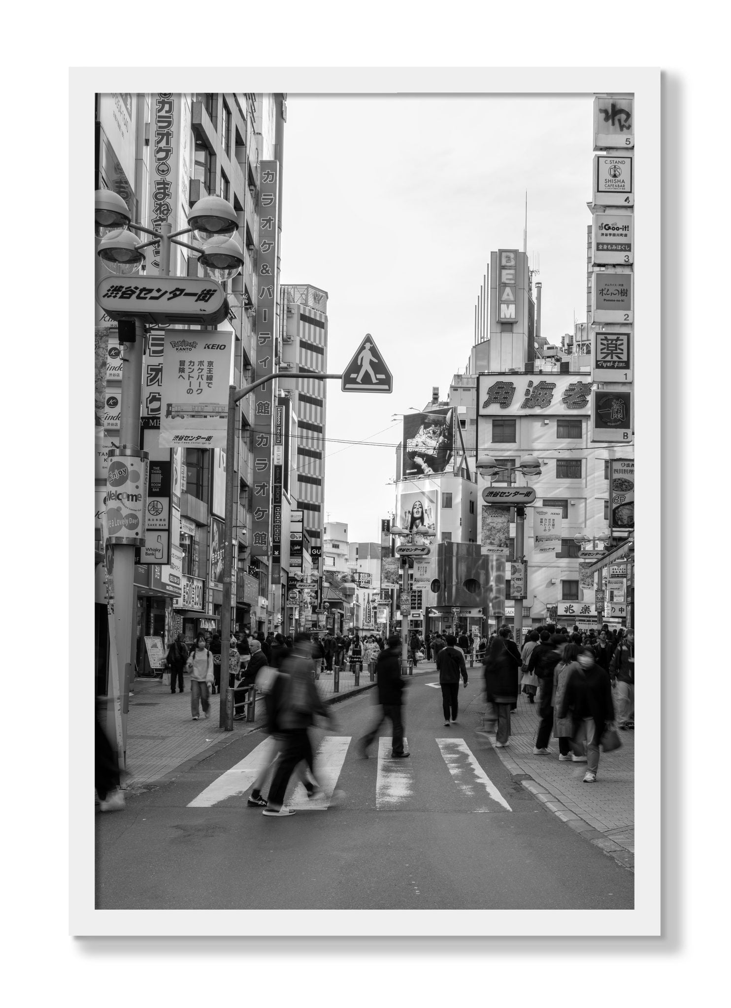Framed photograph of Crossing Tokyo by Dylan Ozanich, White frame, Full Bleed