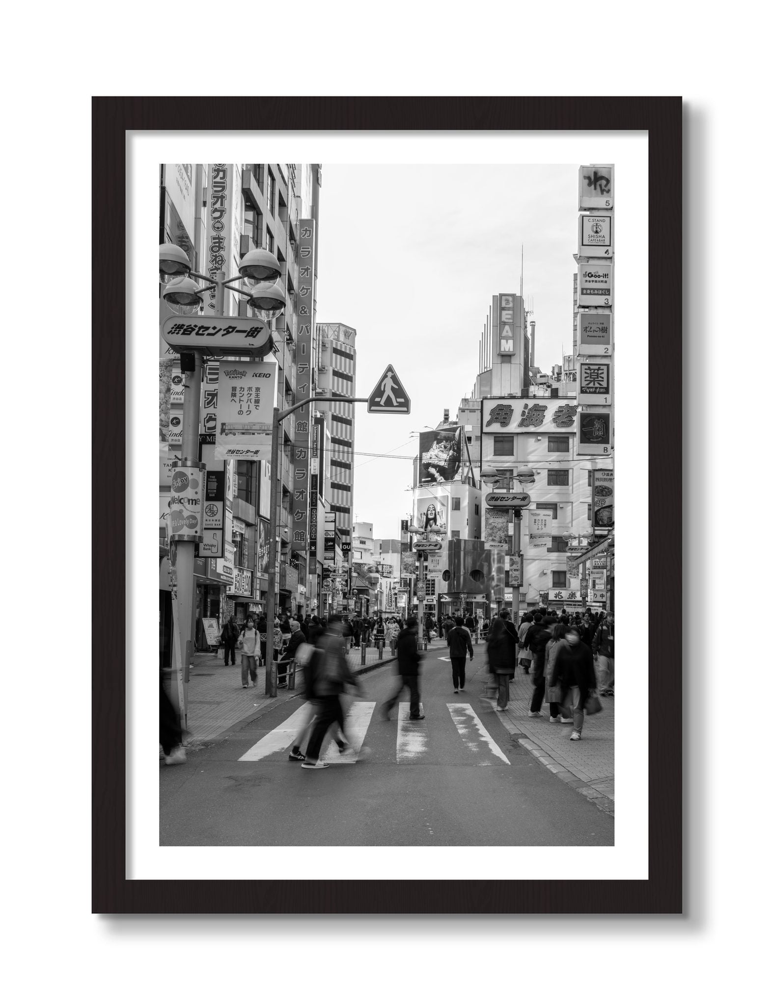 Framed photograph of Crossing Tokyo by Dylan Ozanich, Black frame, Borders