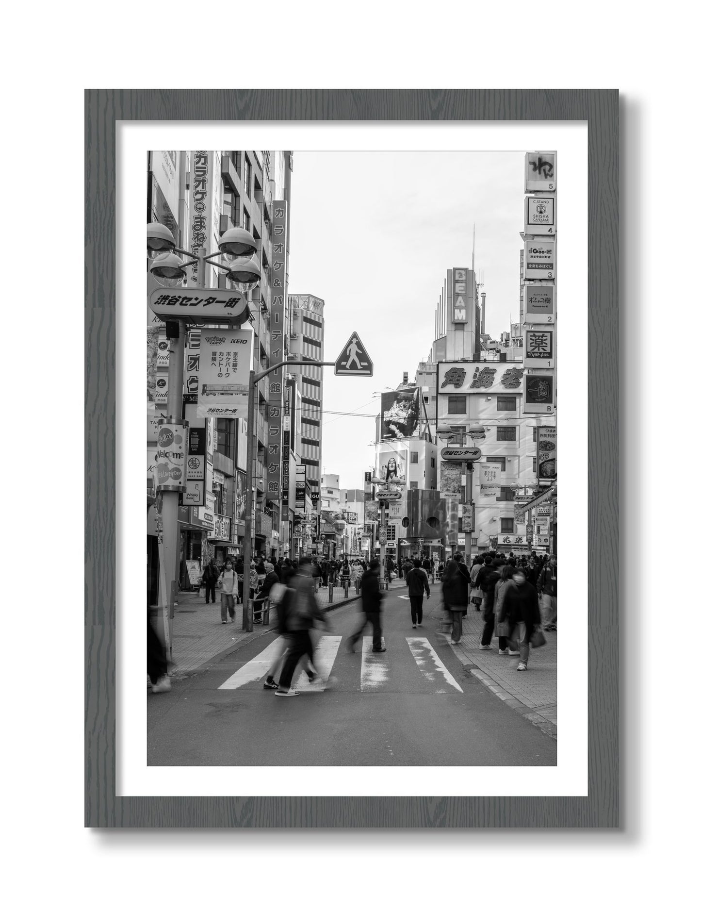 Framed photograph of Crossing Tokyo by Dylan Ozanich, Grey frame, Borders
