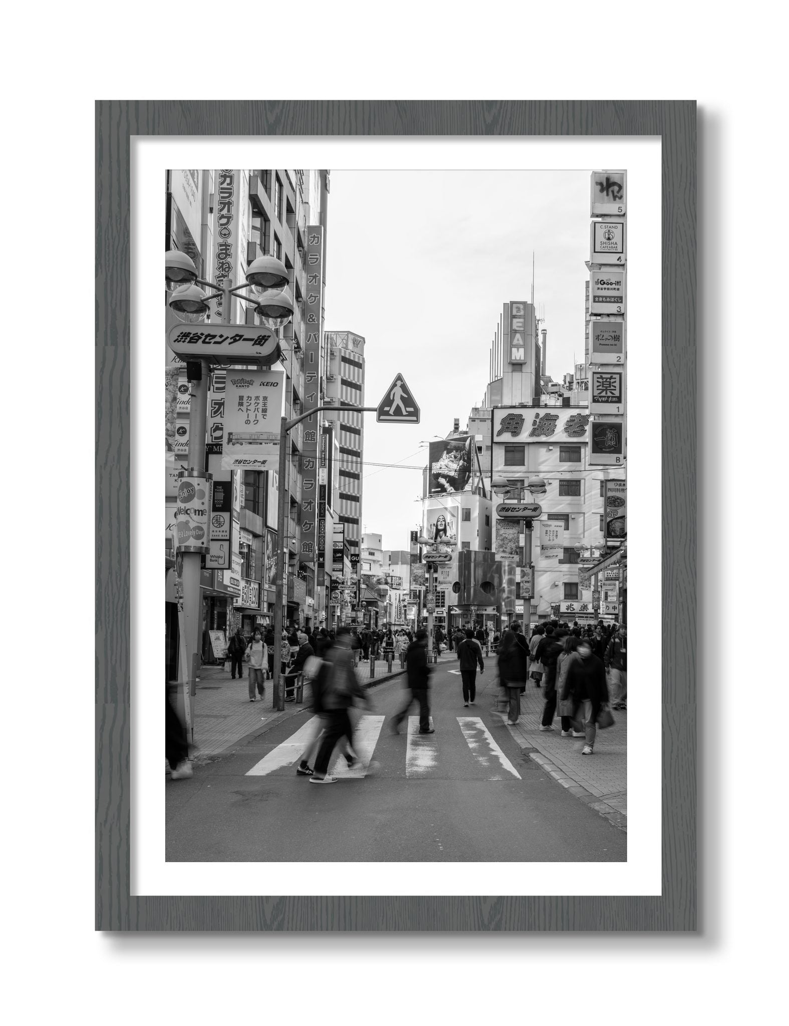 Framed photograph of Crossing Tokyo by Dylan Ozanich, Grey frame, Borders