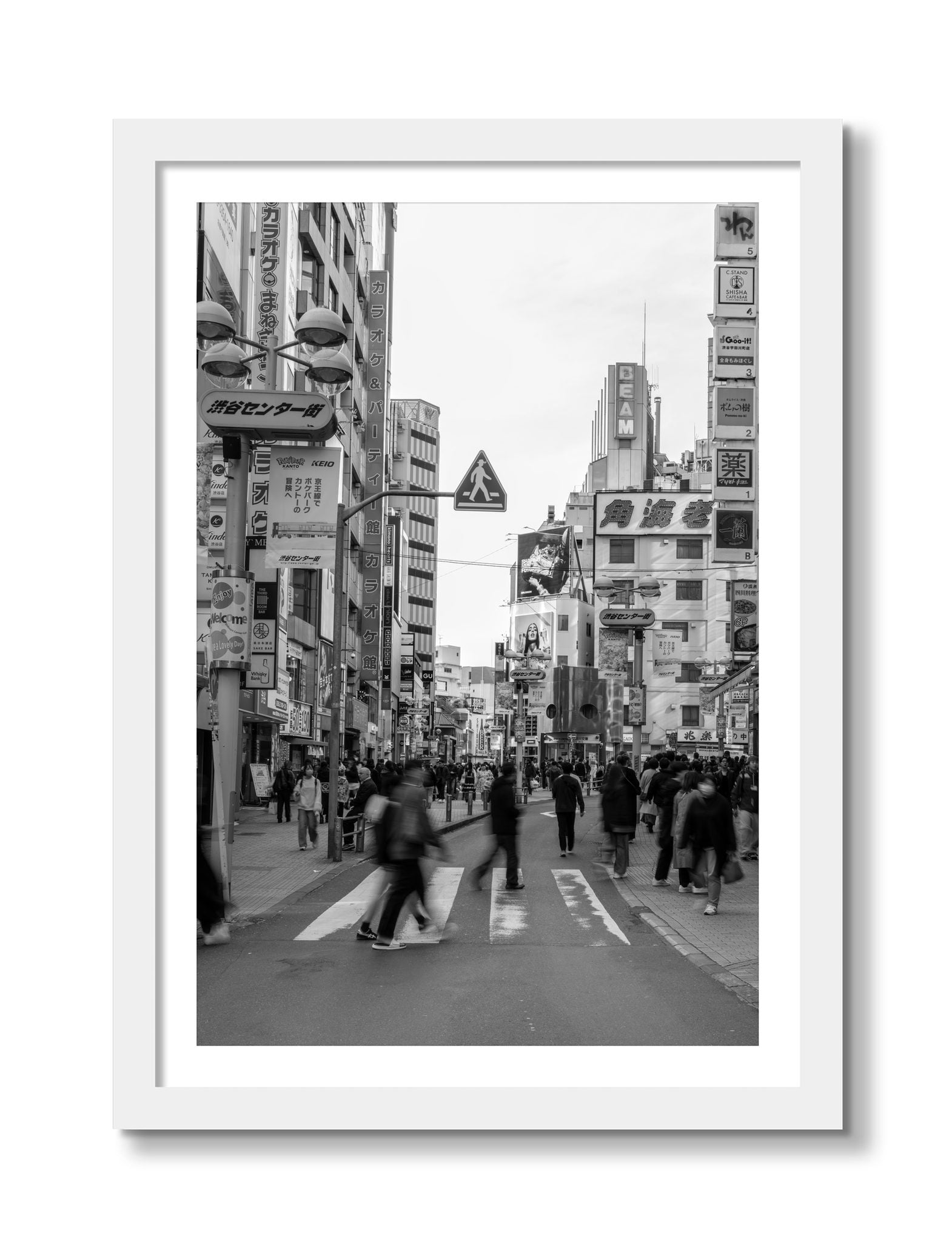 Framed photograph of Crossing Tokyo by Dylan Ozanich, White frame, Borders