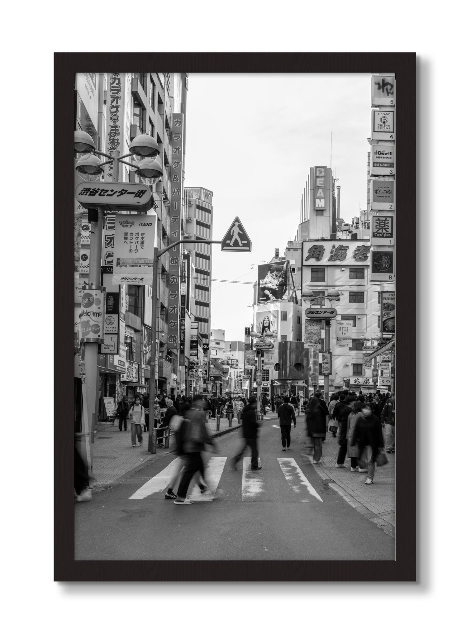 Framed photograph of Crossing Tokyo by Dylan Ozanich, Black Walnut frame, Full Bleed