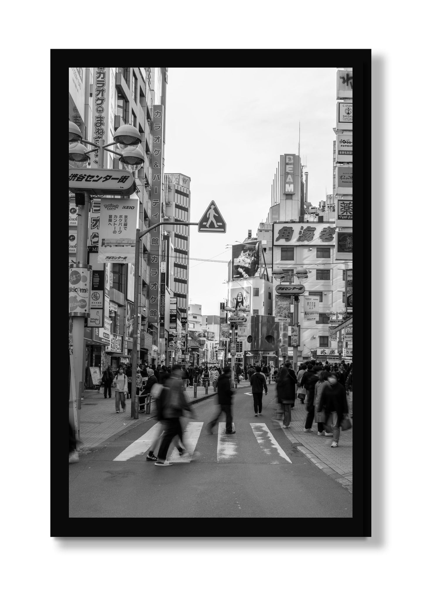 Framed photograph of Crossing Tokyo by Dylan Ozanich, Black frame, Full Bleed