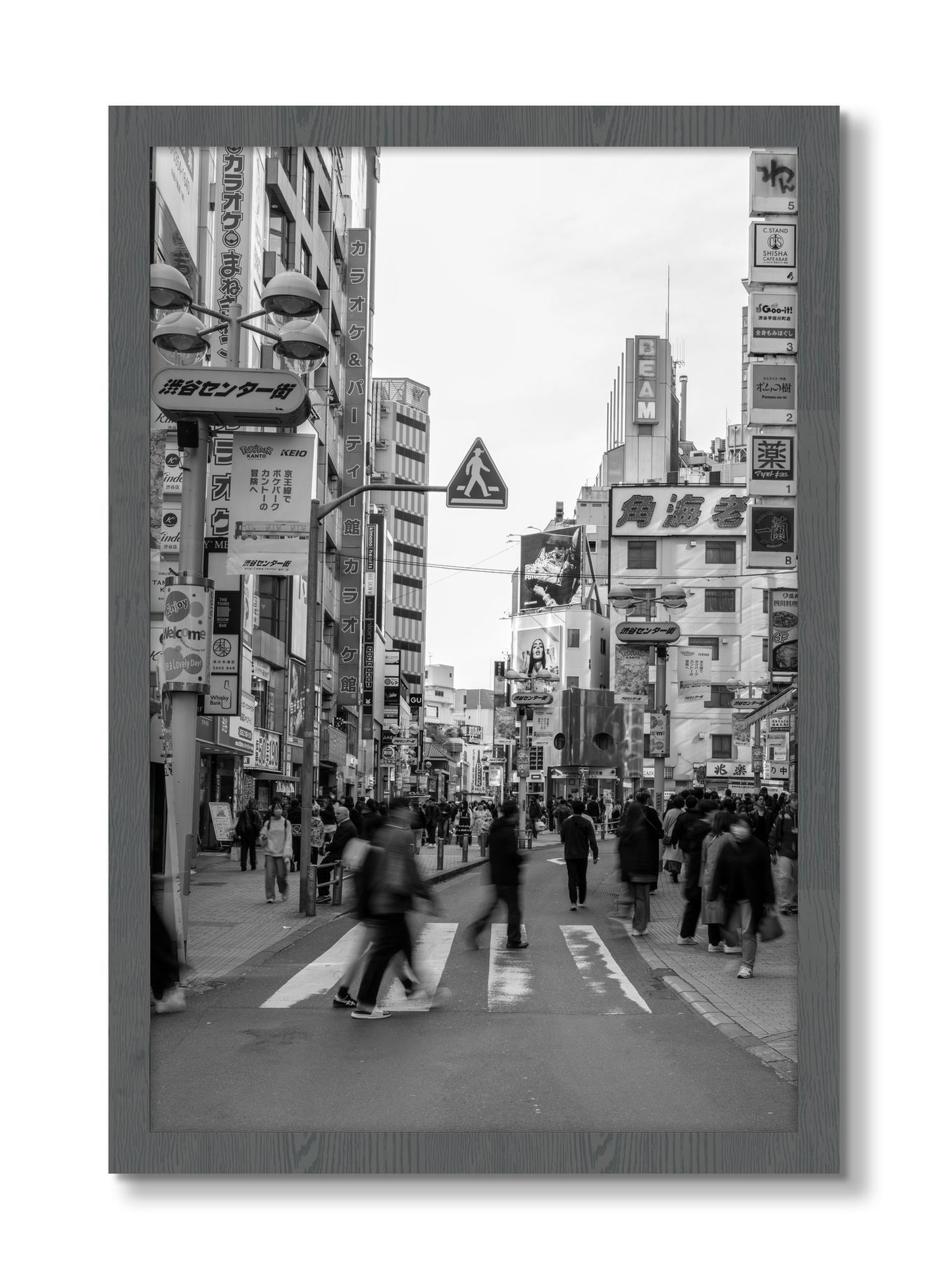 Framed photograph of Crossing Tokyo by Dylan Ozanich, Grey frame, Full Bleed