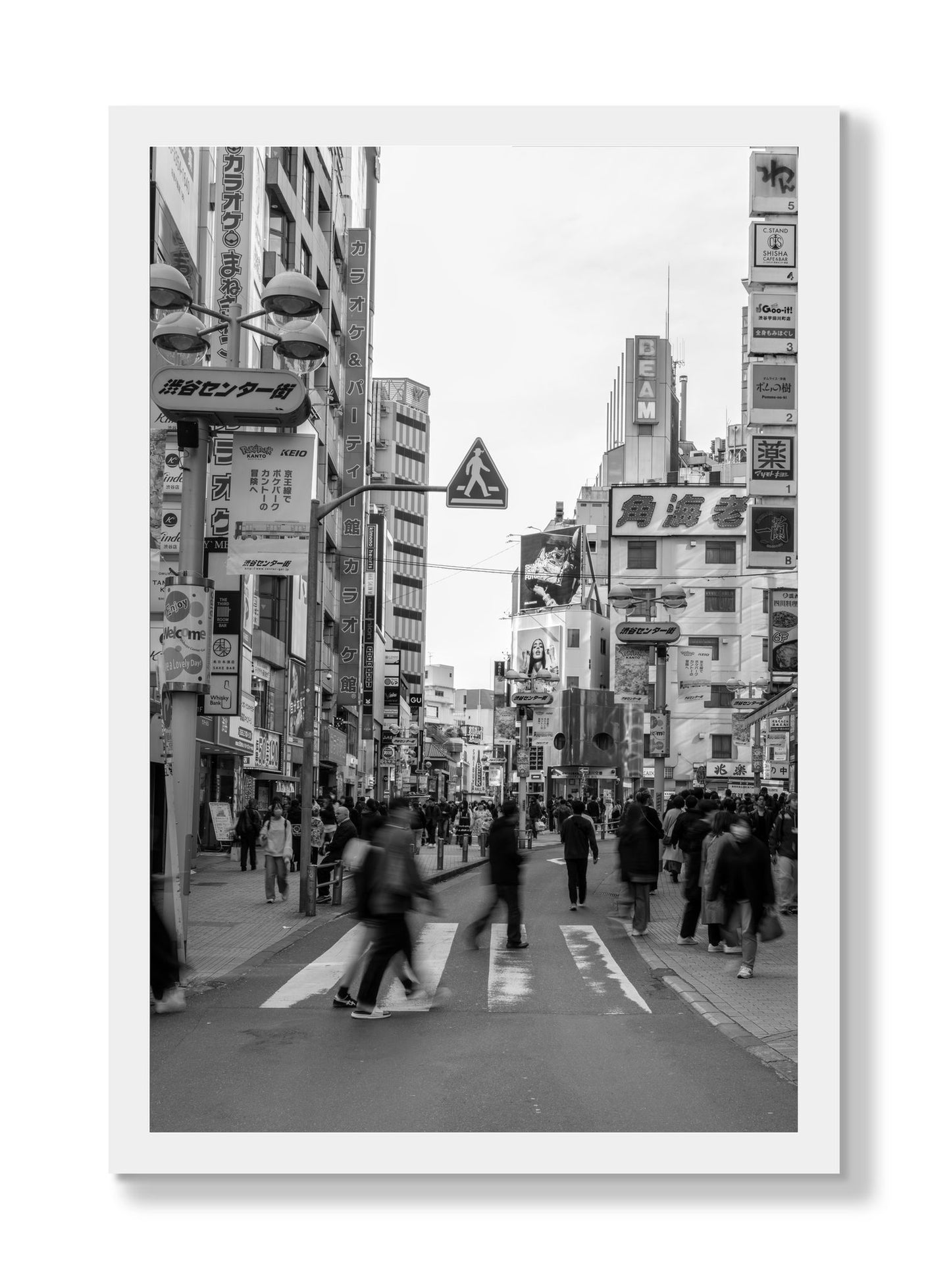 Framed photograph of Crossing Tokyo by Dylan Ozanich, White frame, Full Bleed