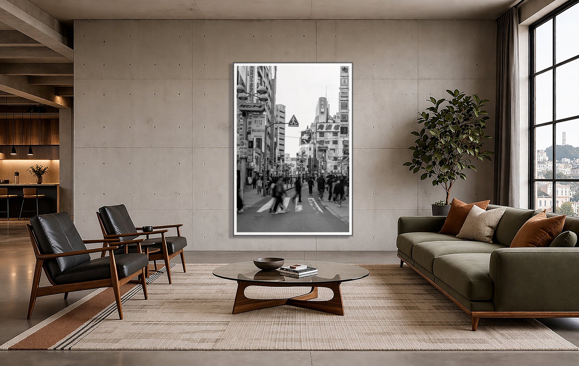 Framed photograph of Crossing Tokyo by Dylan Ozanich displayed on a wall