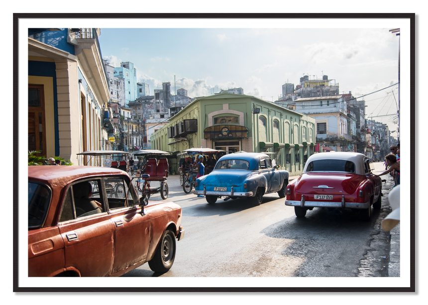 Cuba by Dylan Ozanich, 48×72 print with a White Border in a Black Walnut frame