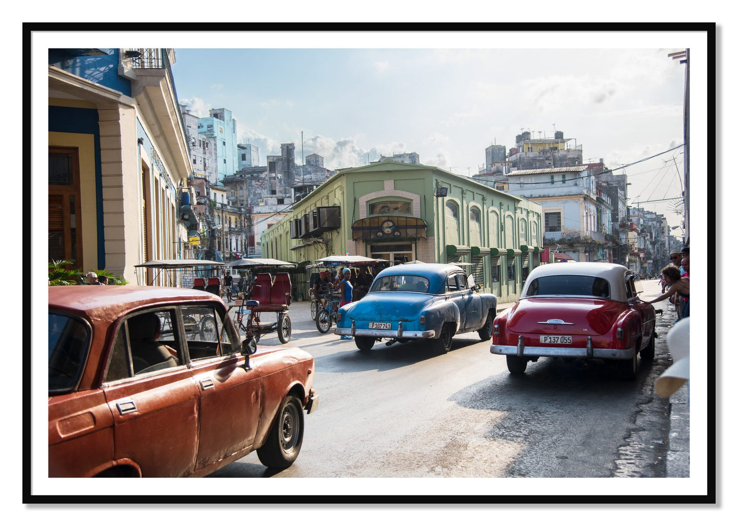 Cuba by Dylan Ozanich, 48×72 print with a White Border in a Black frame