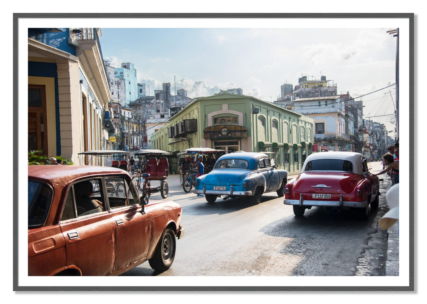 Cuba by Dylan Ozanich, 48×72 print with a White Border in a Grey frame