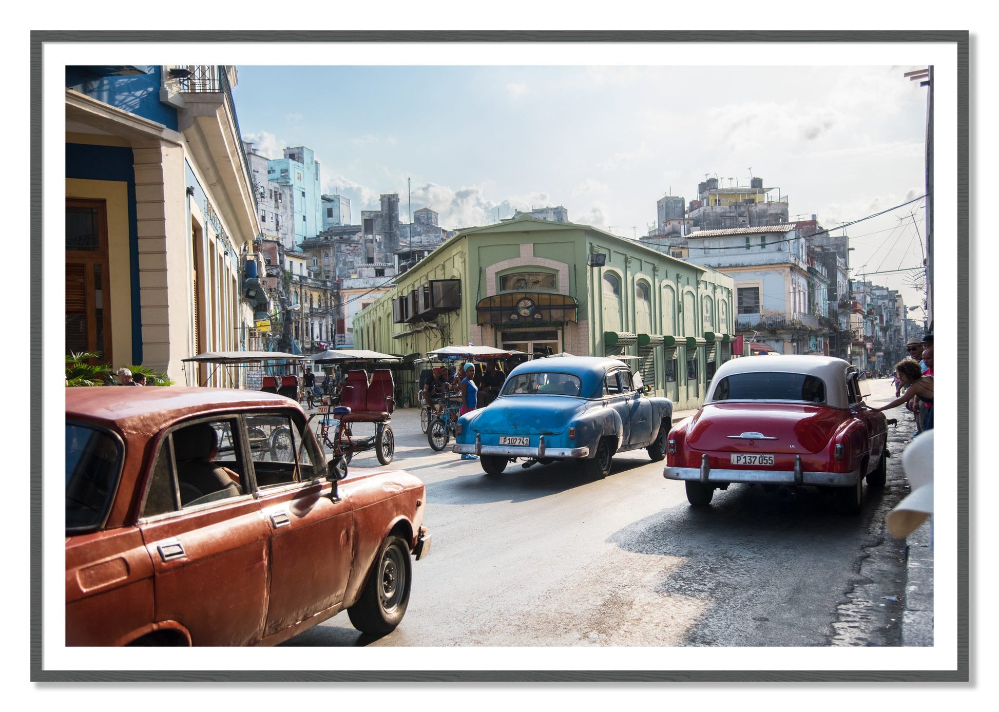 Cuba by Dylan Ozanich, 48×72 print with a White Border in a Grey frame