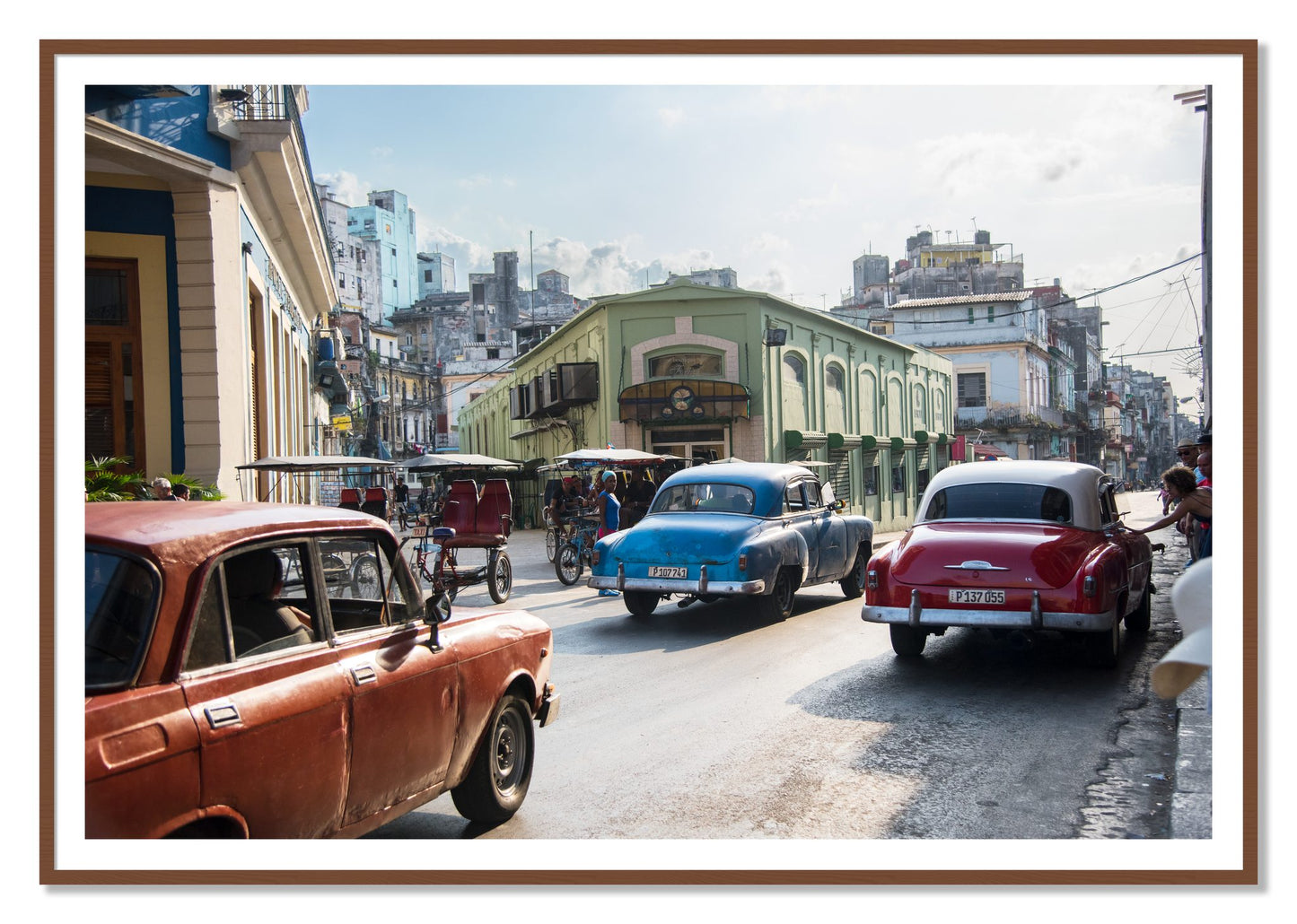 Cuba by Dylan Ozanich, 48×72 print with a White Border in a Walnut frame