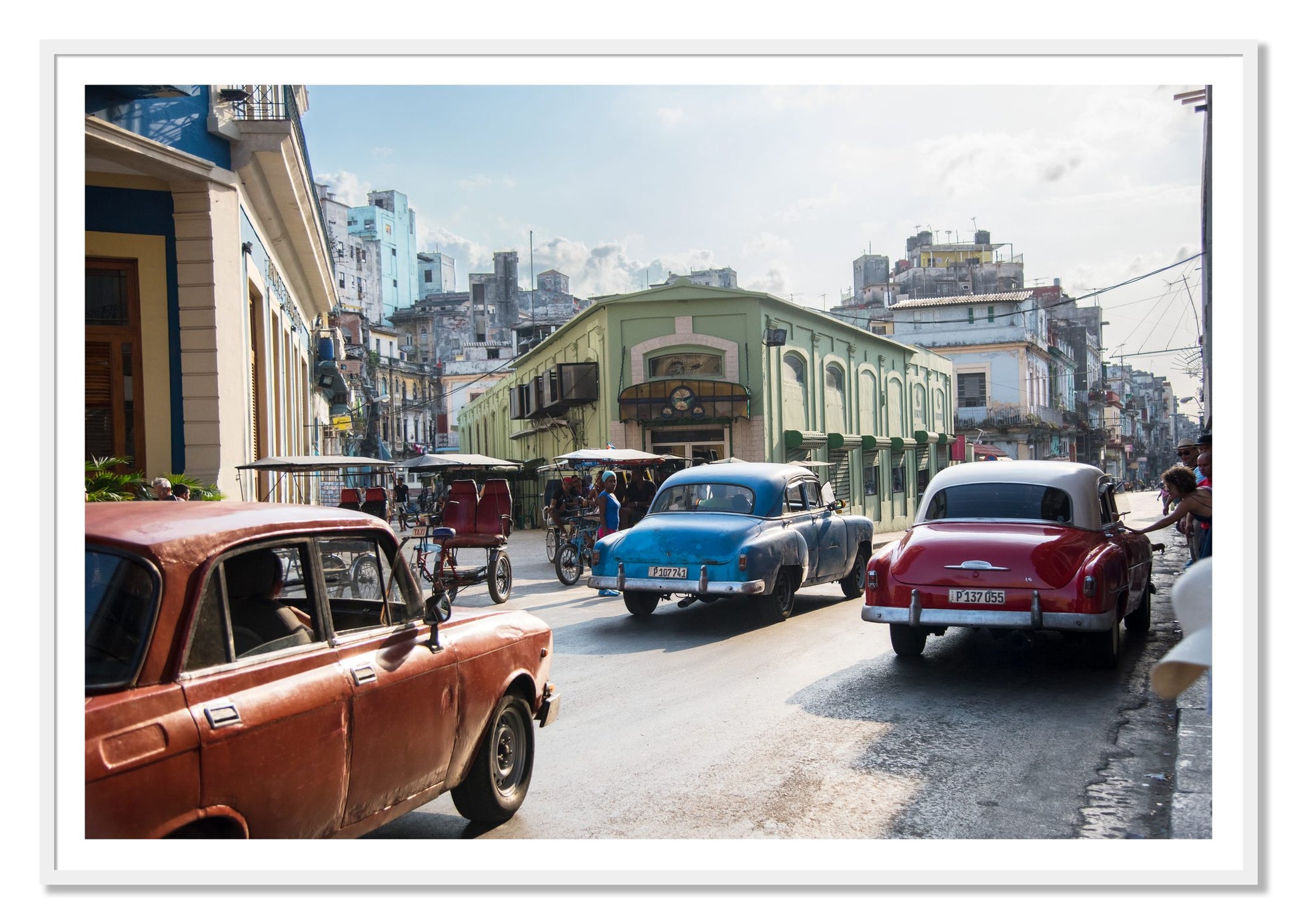 Cuba by Dylan Ozanich, 48×72 print with a White Border in a White frame