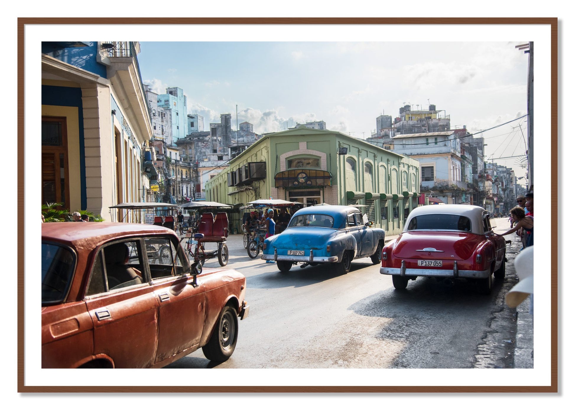 Framed photograph of Cuba by Dylan Ozanich, Walnut frame, Borders