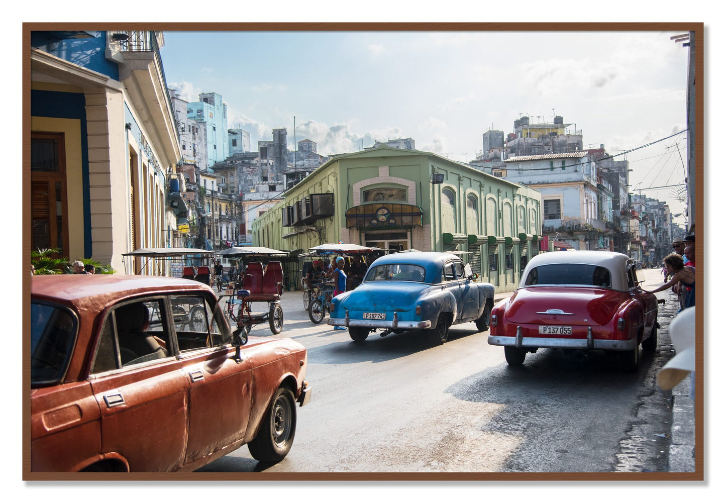 Framed photograph of Cuba by Dylan Ozanich, Walnut frame, Full Bleed