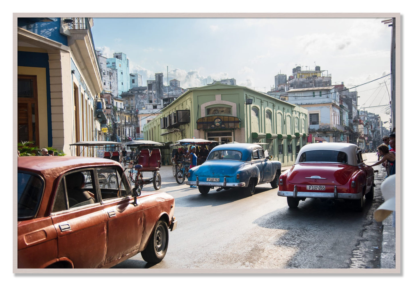 Framed photograph of Cuba by Dylan Ozanich, White Maple frame, Full Bleed