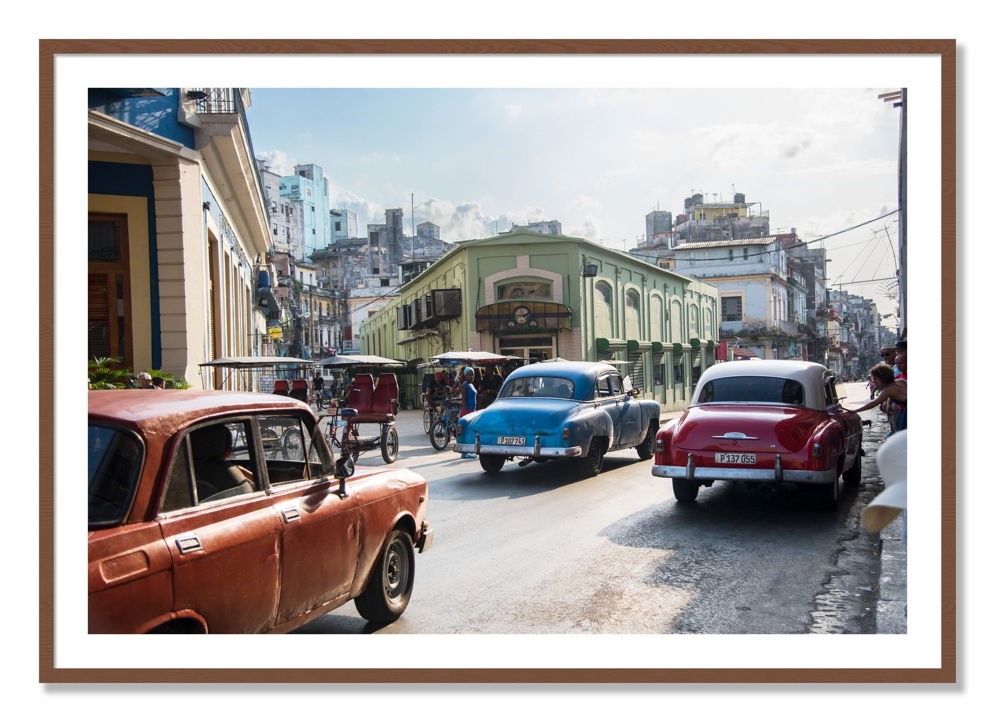 Framed photograph of Cuba by Dylan Ozanich, Walnut frame, Borders