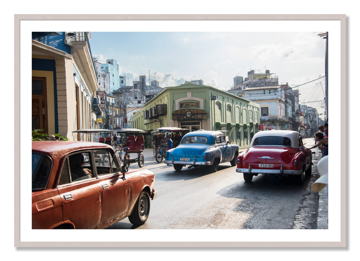 Framed photograph of Cuba by Dylan Ozanich, White Maple frame, Borders