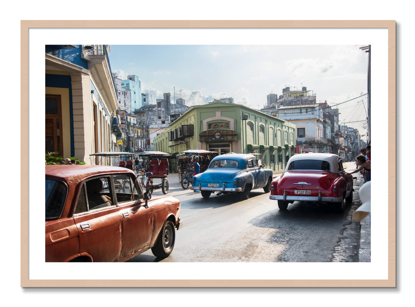 Framed photograph of Cuba by Dylan Ozanich, Maple frame, Borders