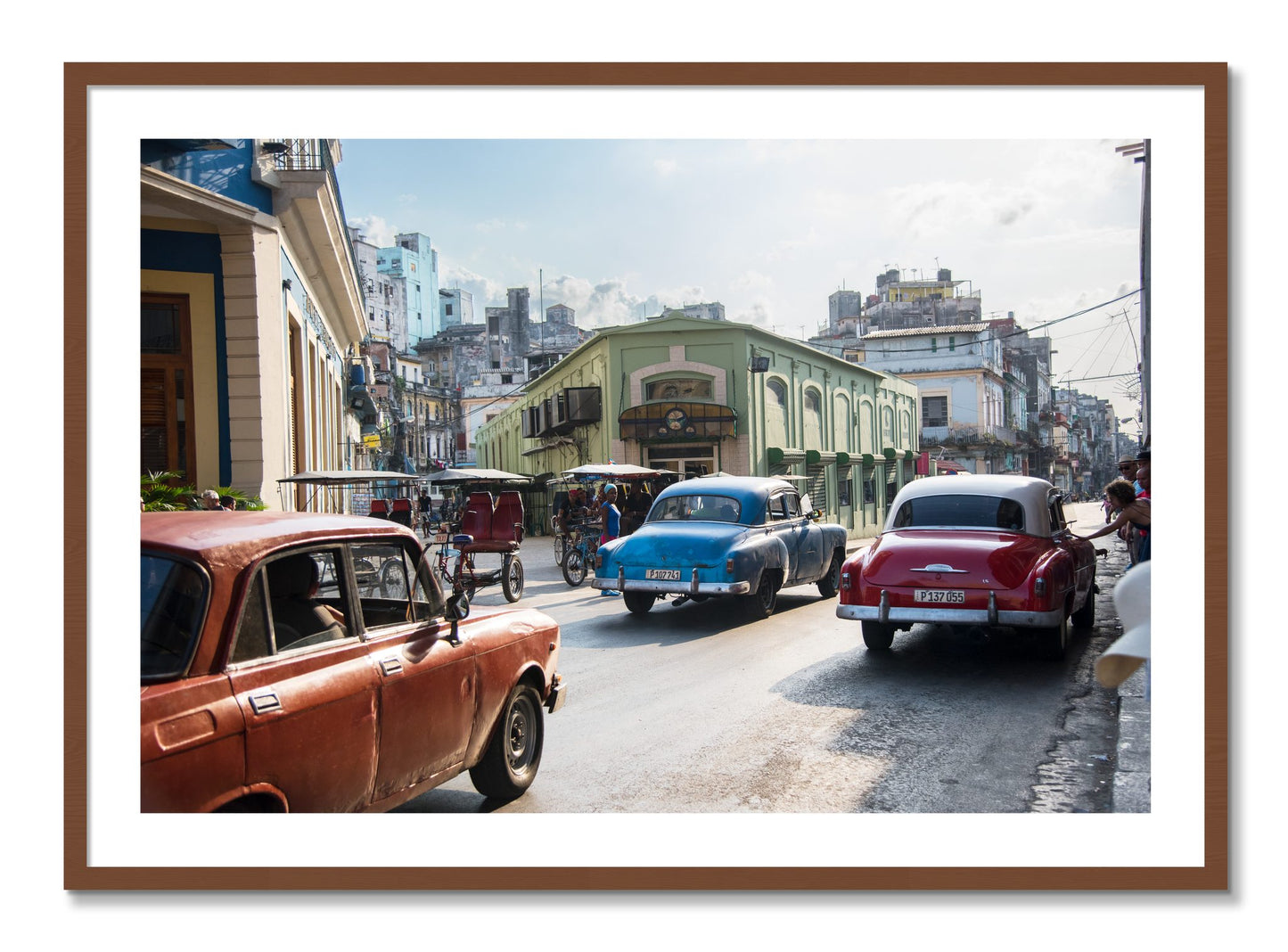 Framed photograph of Cuba by Dylan Ozanich, Walnut frame, Borders