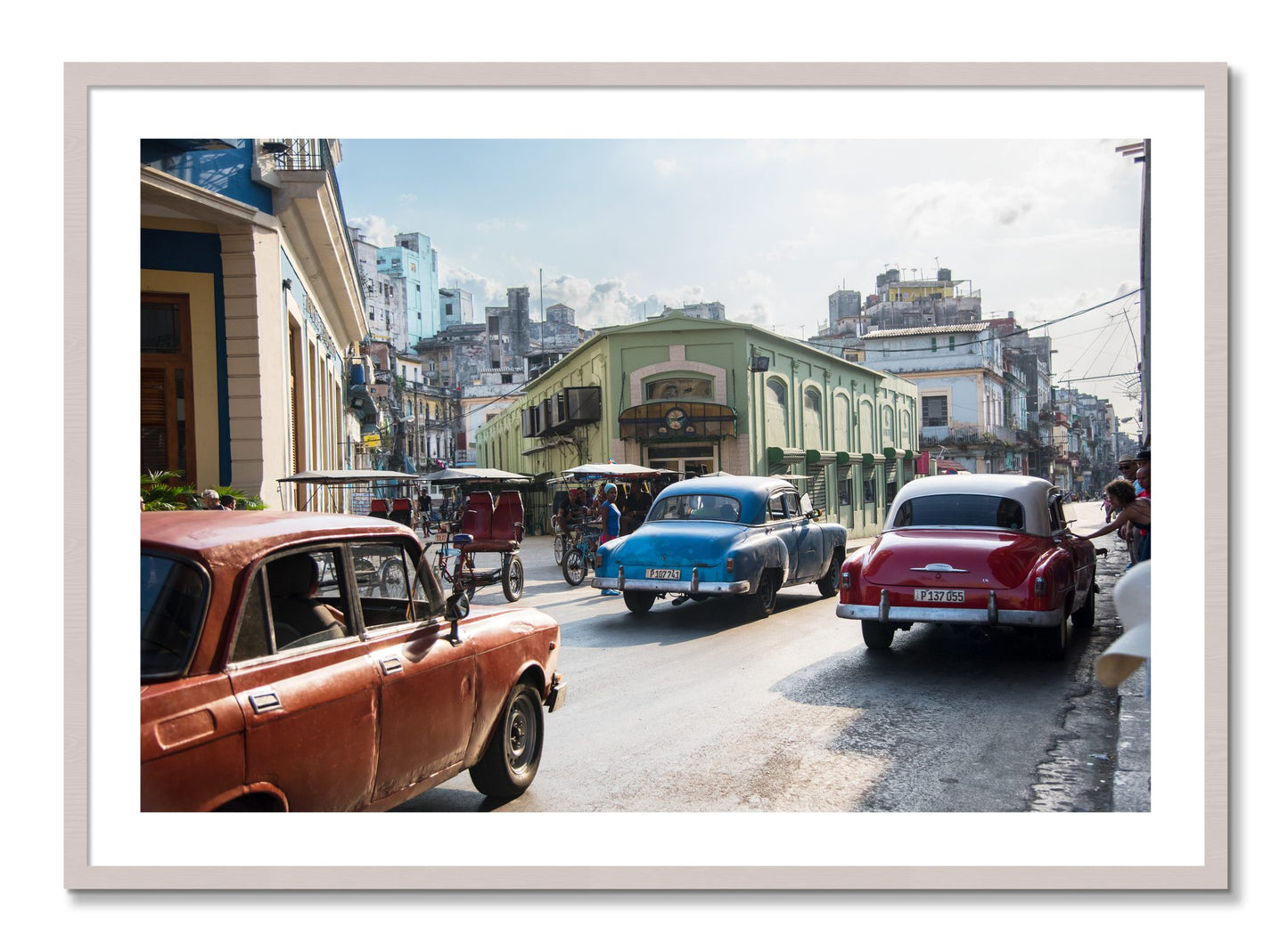 Framed photograph of Cuba by Dylan Ozanich, White Maple frame, Borders