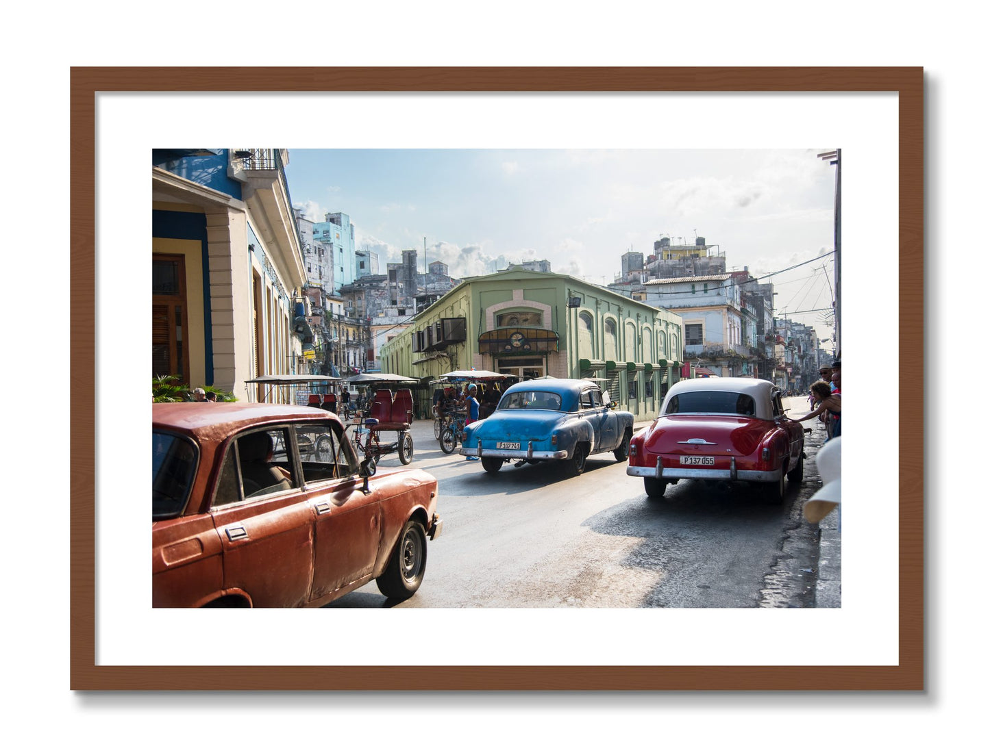 Framed photograph of Cuba by Dylan Ozanich, Walnut frame, Borders