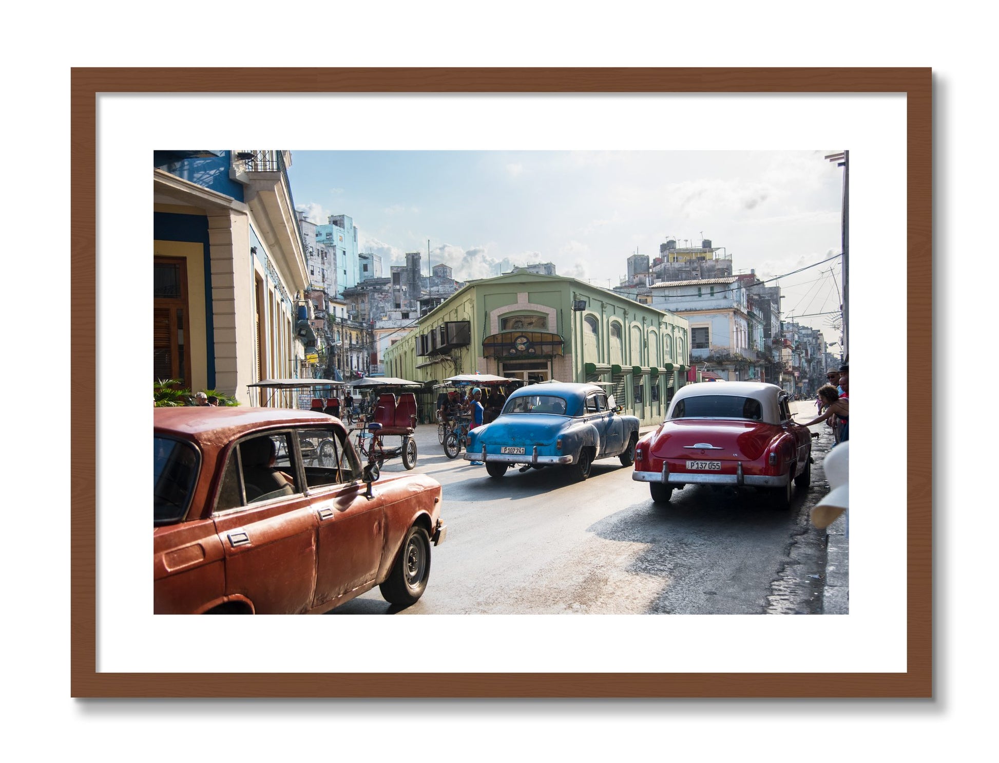 Framed photograph of Cuba by Dylan Ozanich, Walnut frame, Borders
