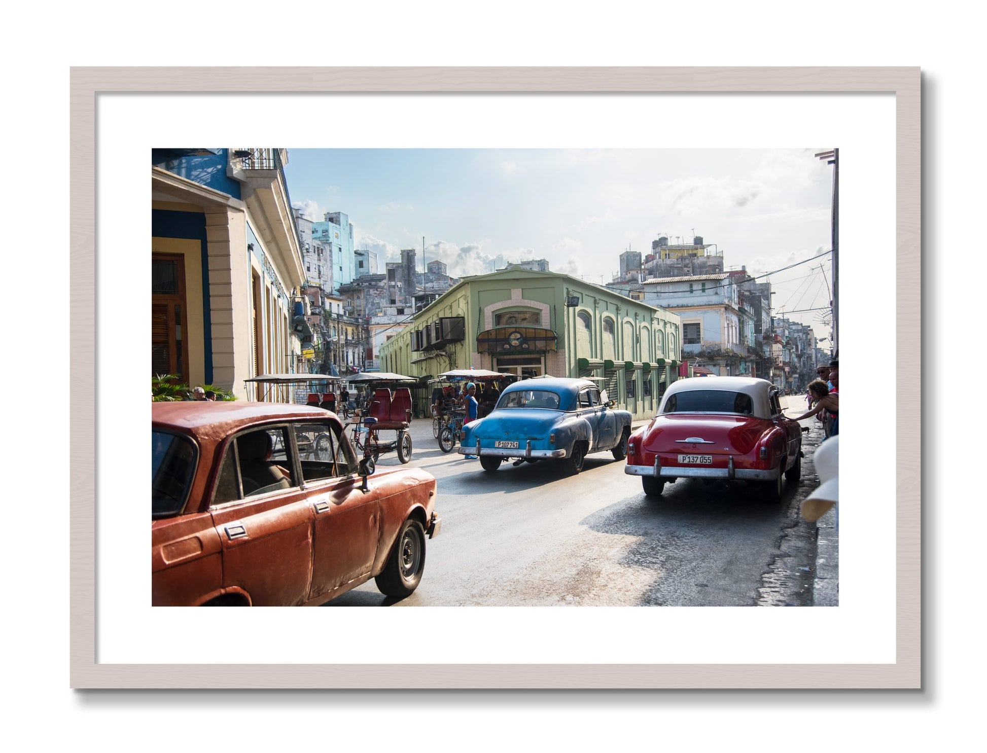 Framed photograph of Cuba by Dylan Ozanich, White Maple frame, Borders
