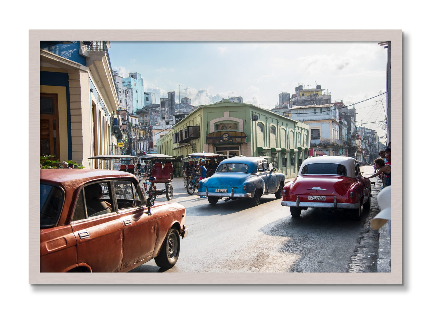 Framed photograph of Cuba by Dylan Ozanich, White Maple frame, Full Bleed
