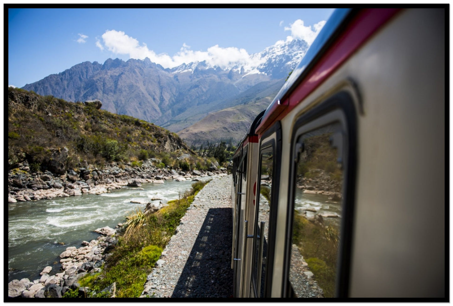 Cusco To Aagua Caliente by Dylan Ozanich, 48×72 Full Bleed Print in a Black frame